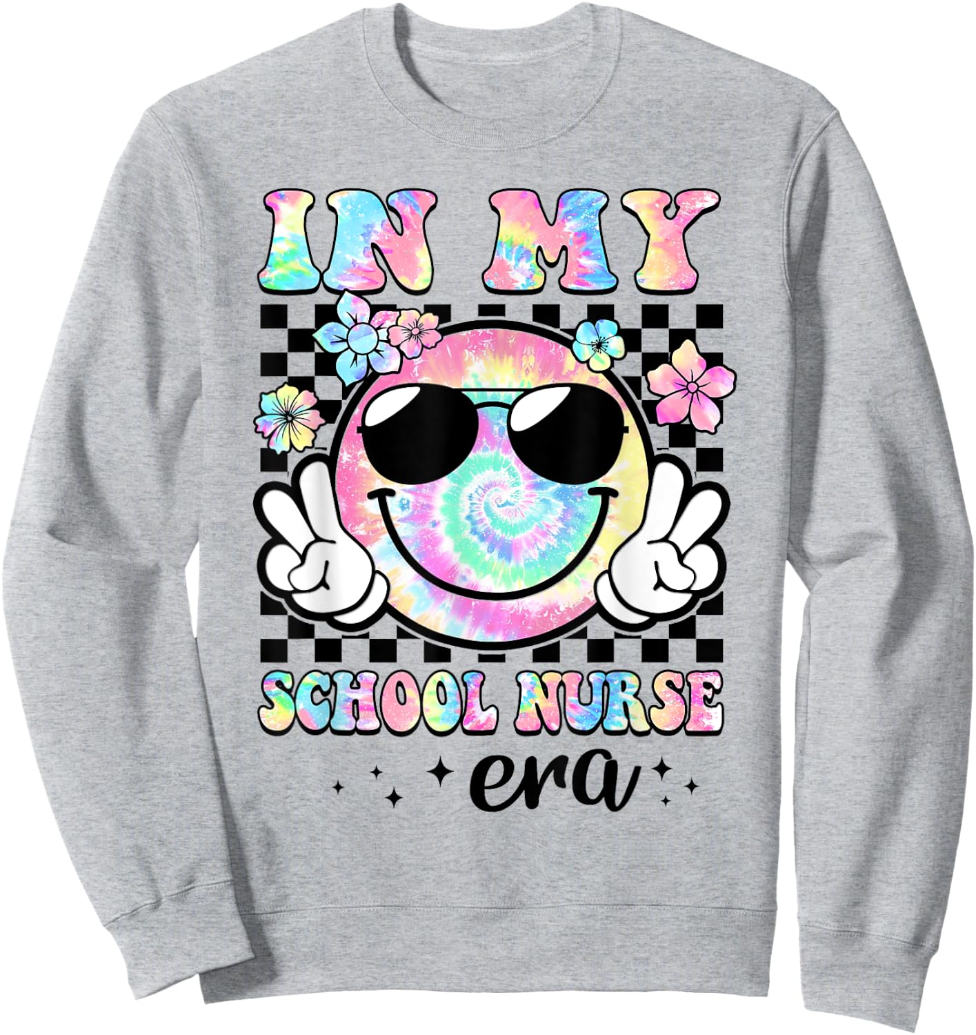 In My School Nurse Era Groovy Retro Back To School Funny Sweatshirt - Sweatshirt | Ash