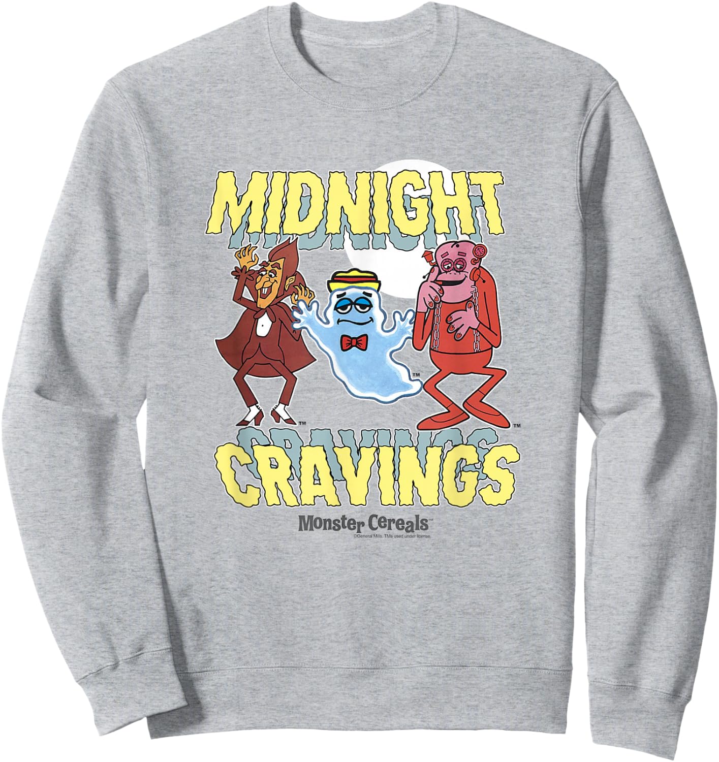 Boo Berry Iconic Midnight Cravings Monster Cereals Big Logo Sweatshirt - Sweatshirt | Ash