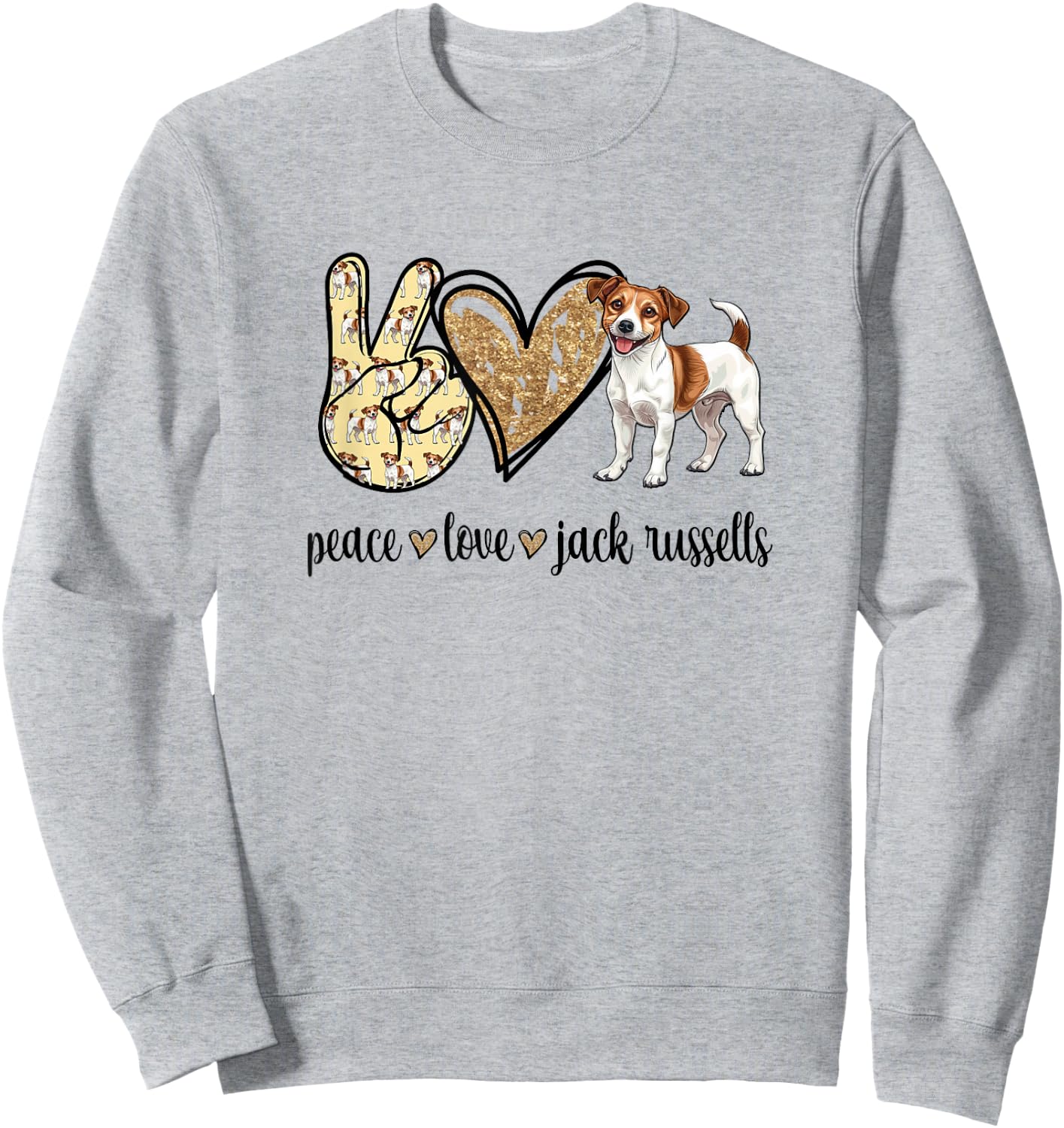 Girls Peace Love JRT Mom Dog Lover Jack Russell Sweatshirt - Sweatshirt | Ash