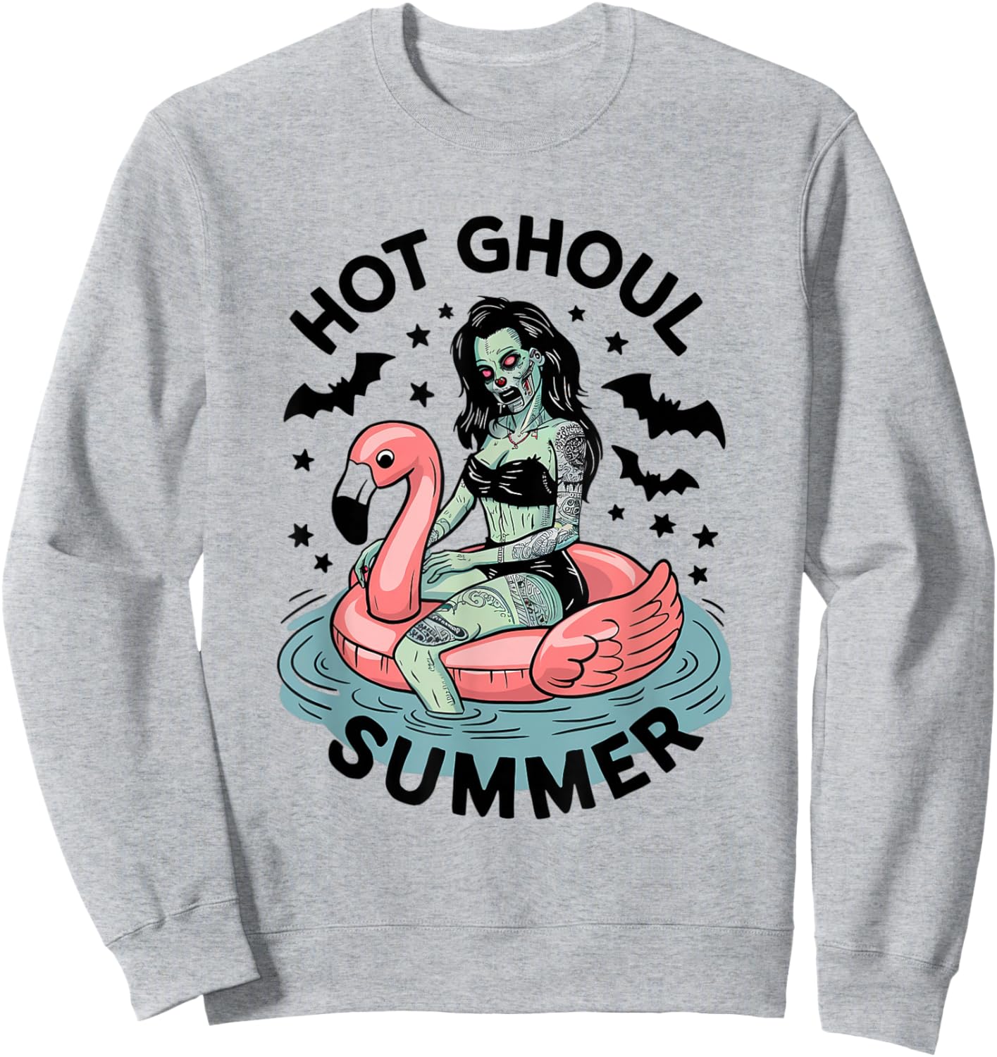 Hot Ghoul Summer Funny Zombie Gothic Spooky Retro Halloween Sweatshirt - Sweatshirt | Ash