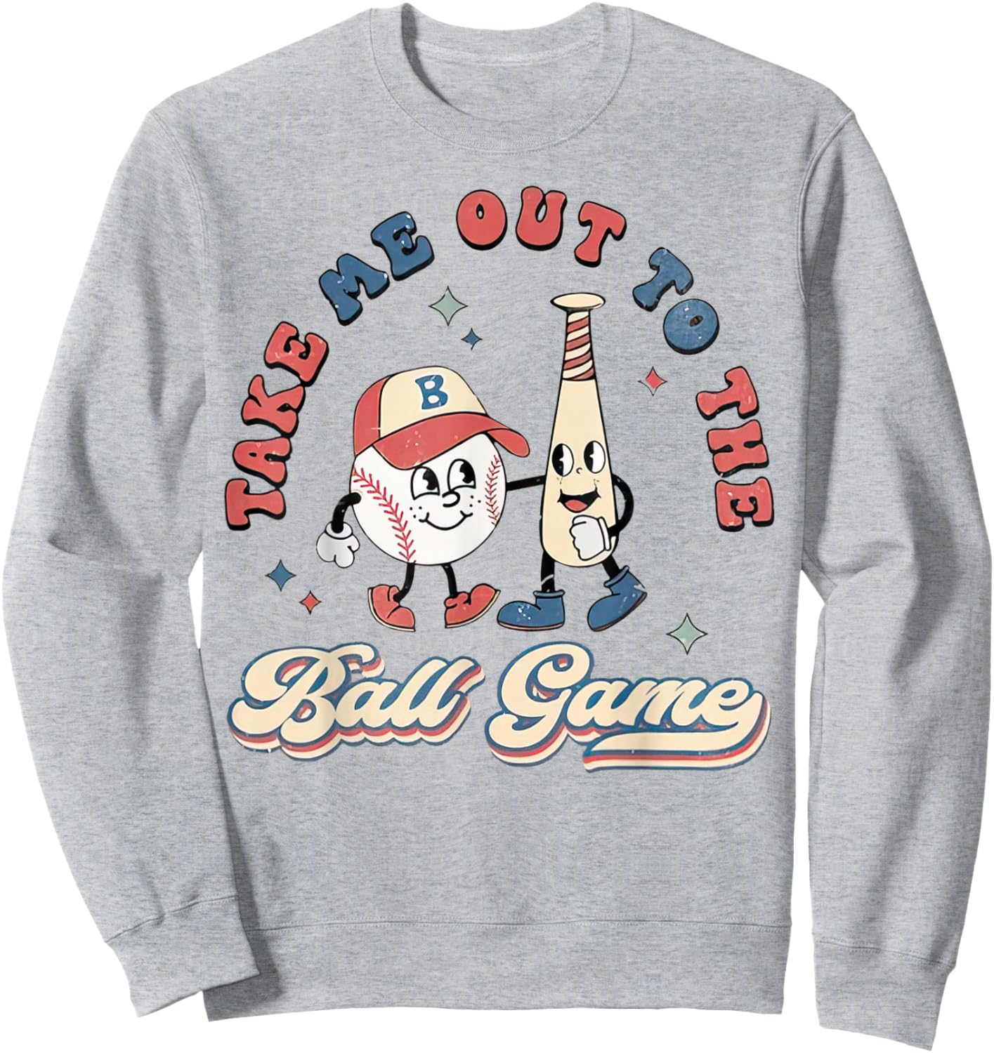 Take Me Out to the Ball Game Retro Baseball Sweatshirt - Sweatshirt | Ash