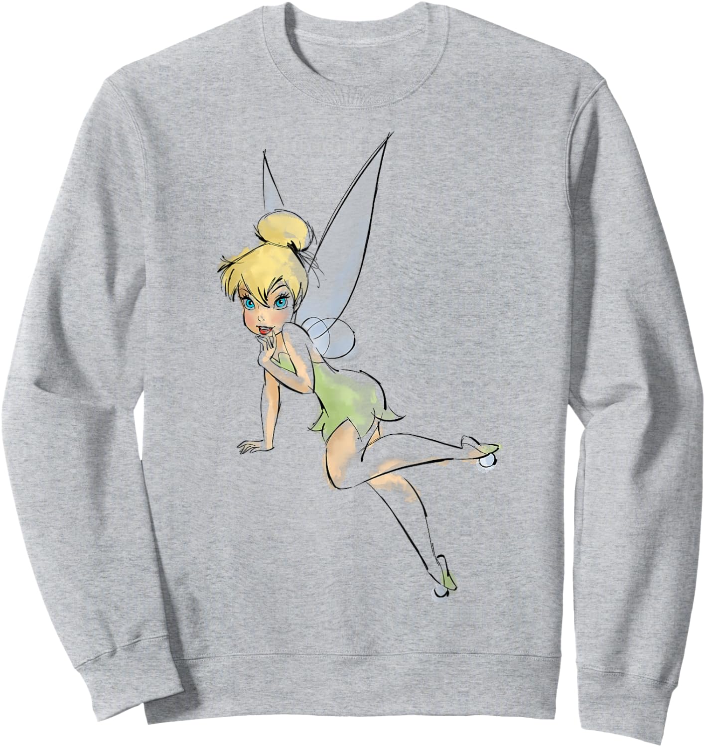 Disney Peter Pan Tinker Bell Watercolor Portrait Small Sweatshirt - Sweatshirt | Ash