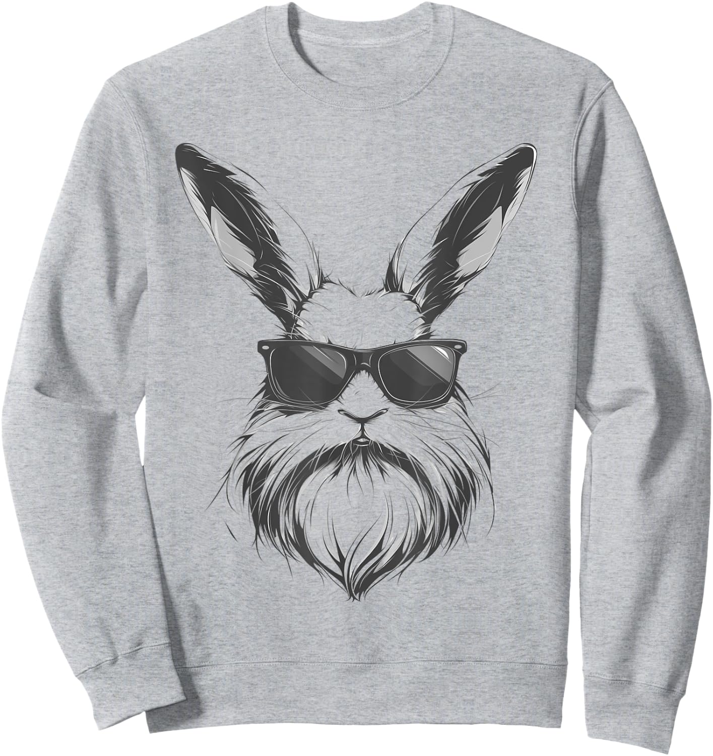 Beard Bunny Face With Sunglasses Easter Day 2024 Men Boy Kid Sweatshirt - Sweatshirt | Ash