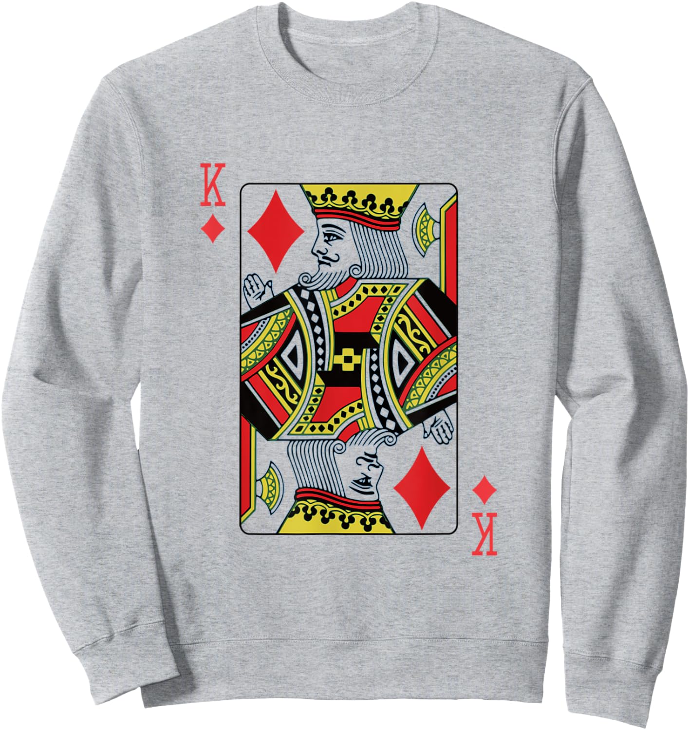 King of Diamonds Playing Card Poker Sweatshirt - Sweatshirt | Ash