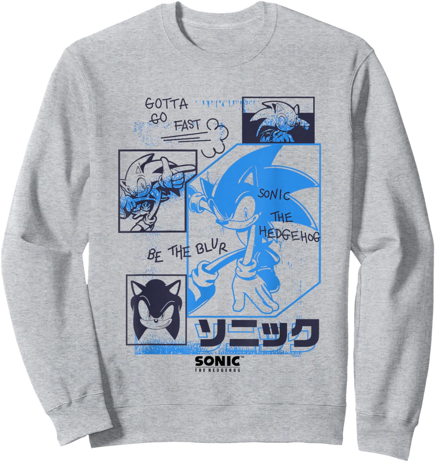 Sonic The Hedgehog Gotta Go Fast Vintage Sketch Panels Sweatshirt - Sweatshirt | Ash