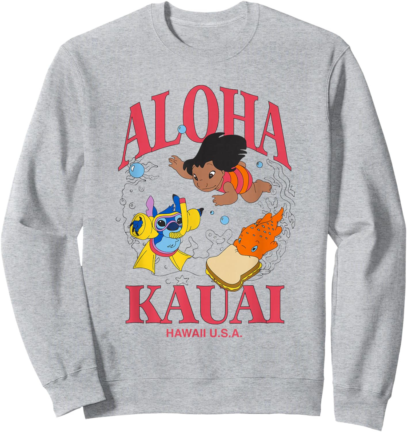 Disney Lilo & Stitch Aloha Kauai Hawaii Underwater Fun Sweatshirt - Sweatshirt | Ash