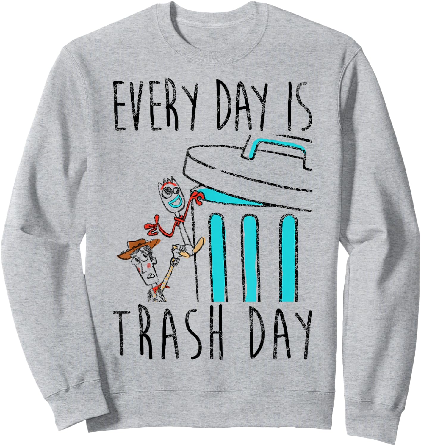 Disney Pixar Toy Story 4 Blue Everyday Is Trash Day Sweatshirt - Sweatshirt | Ash