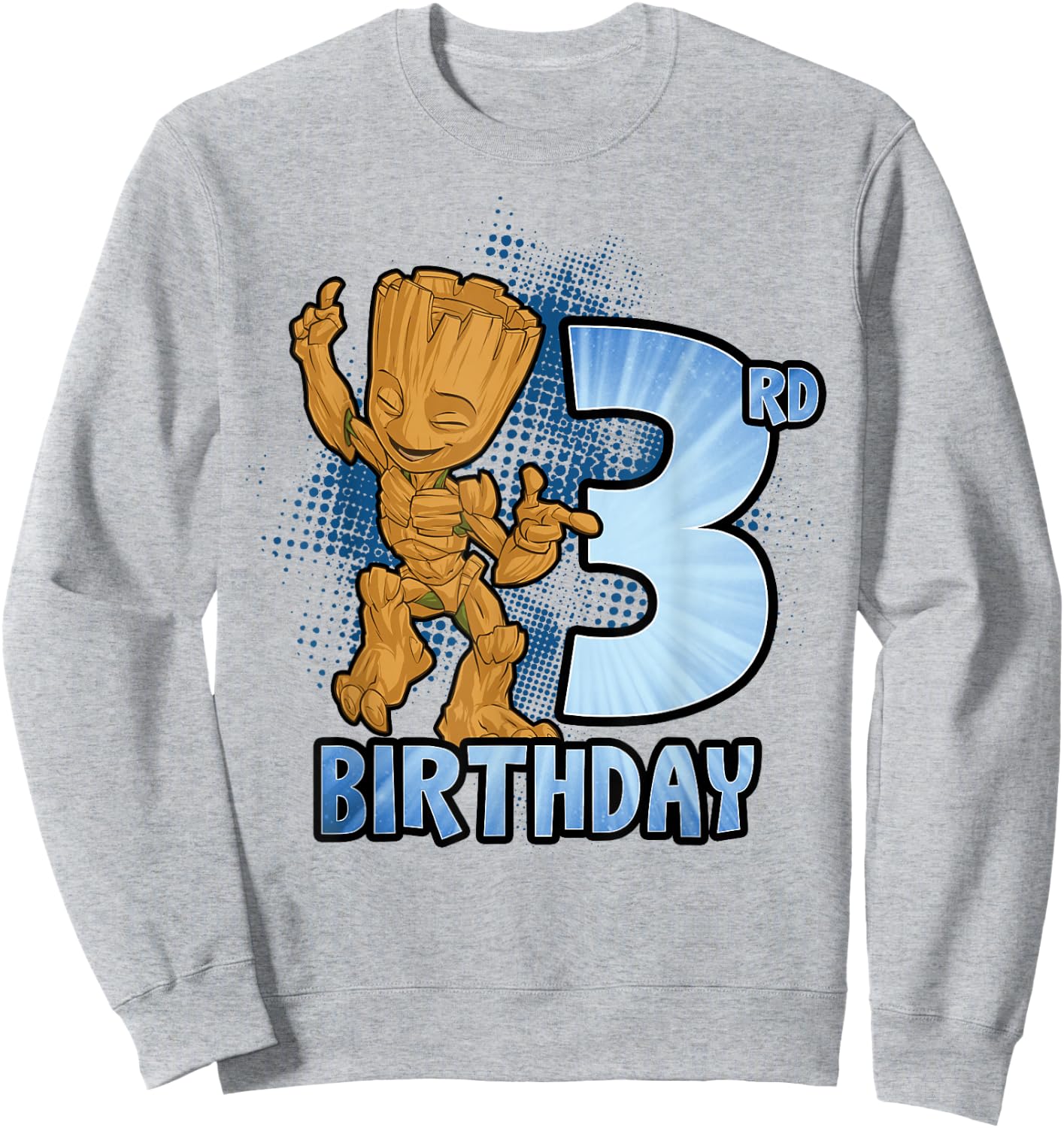 Marvel Guardians Of The Galaxy Baby Groot 3rd Birthday Sweatshirt - Sweatshirt | Ash