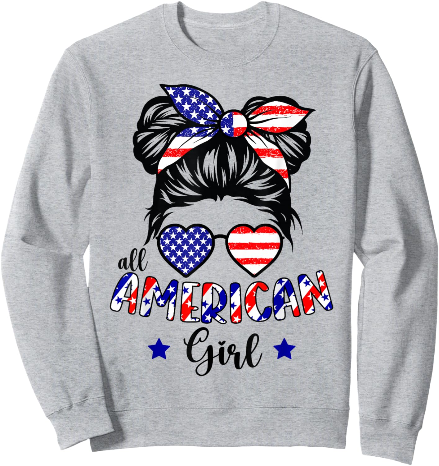 All American Girl 4th of July Patriotic Shirts for Girls Sweatshirt - Sweatshirt | Ash
