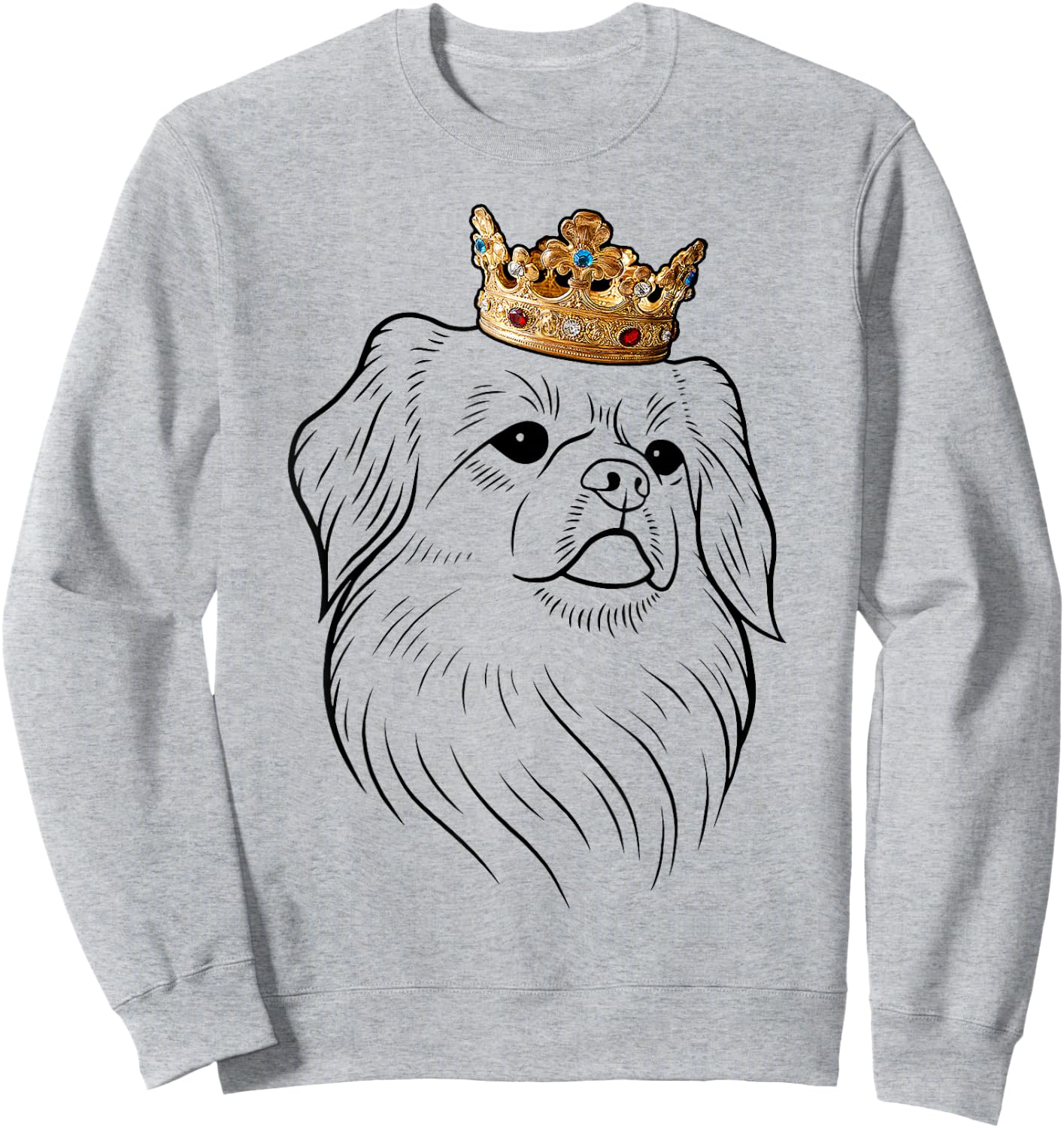 Tibetan Spaniel Dog Wearing Crown Sweatshirt - Sweatshirt | Ash