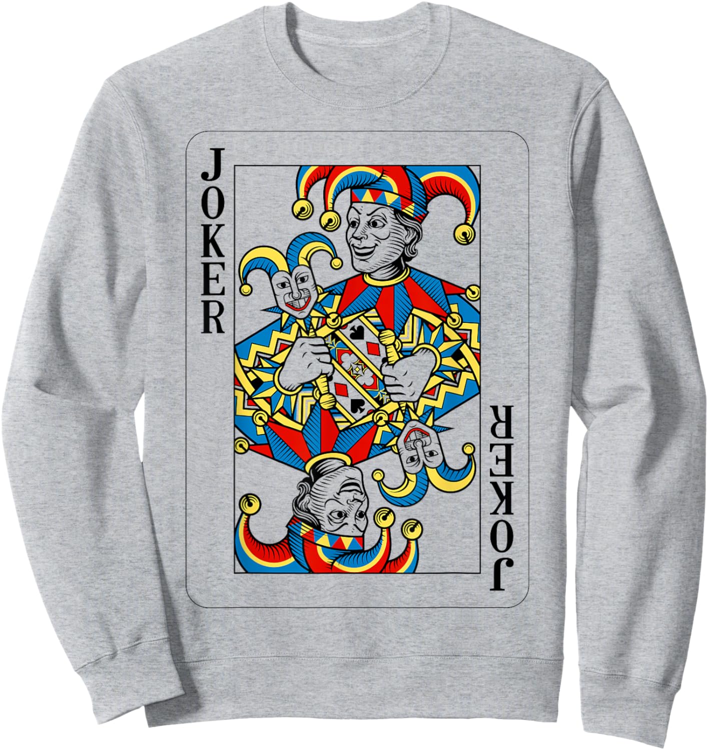 Joker Design from Deck of Playing Cards Sweatshirt - Sweatshirt | Ash