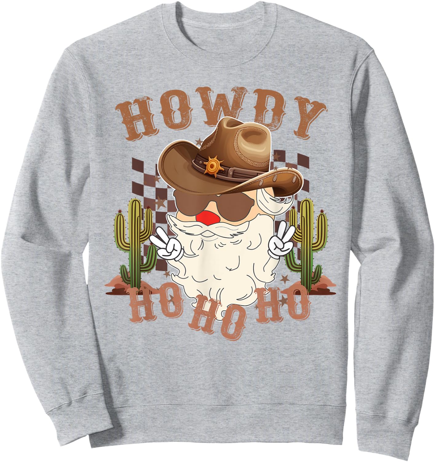 Howdy Ho Ho Ho Western Santa Cowboy Christmas Product Sweatshirt - Sweatshirt | Ash