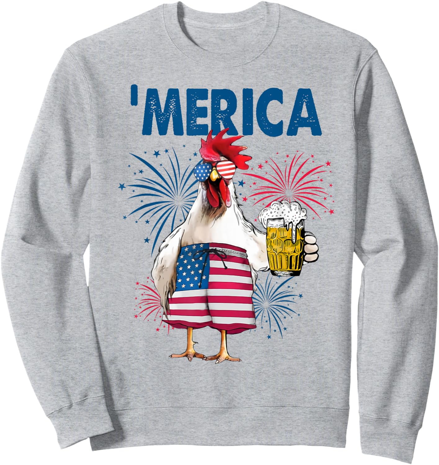 'Merica rooster Sweatshirt - Sweatshirt | Ash