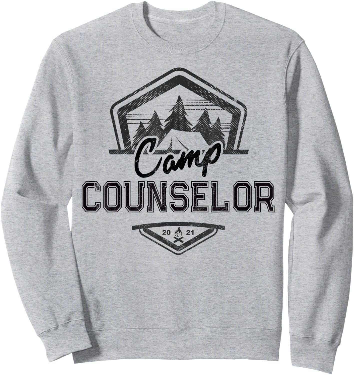 Vintage CAMP COUNSELOR Campground King Crew Teacher Squad Men Women Sweatshirt - Sweatshirt | Ash
