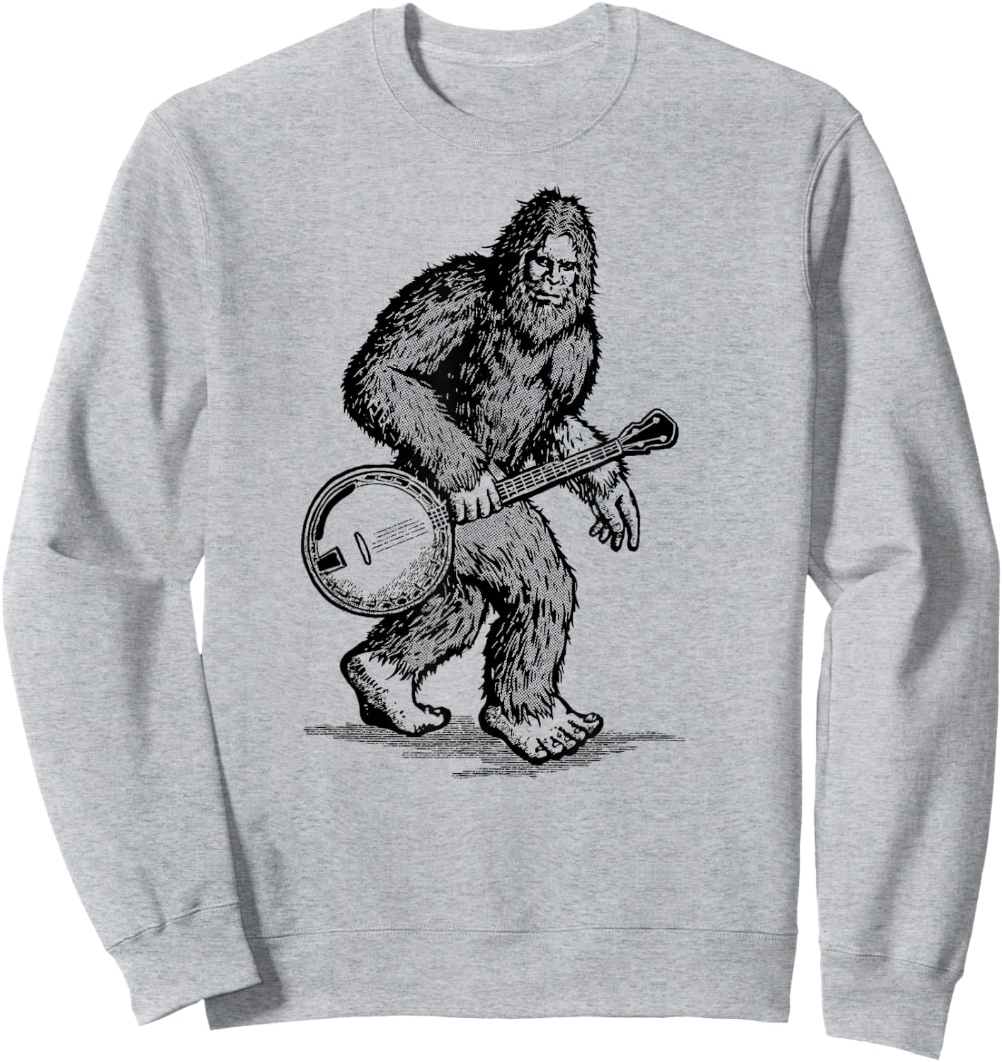 Grassquatch! Vintage Bigfoot & Bluegrass Banjo Music Sweatshirt - Sweatshirt | Ash