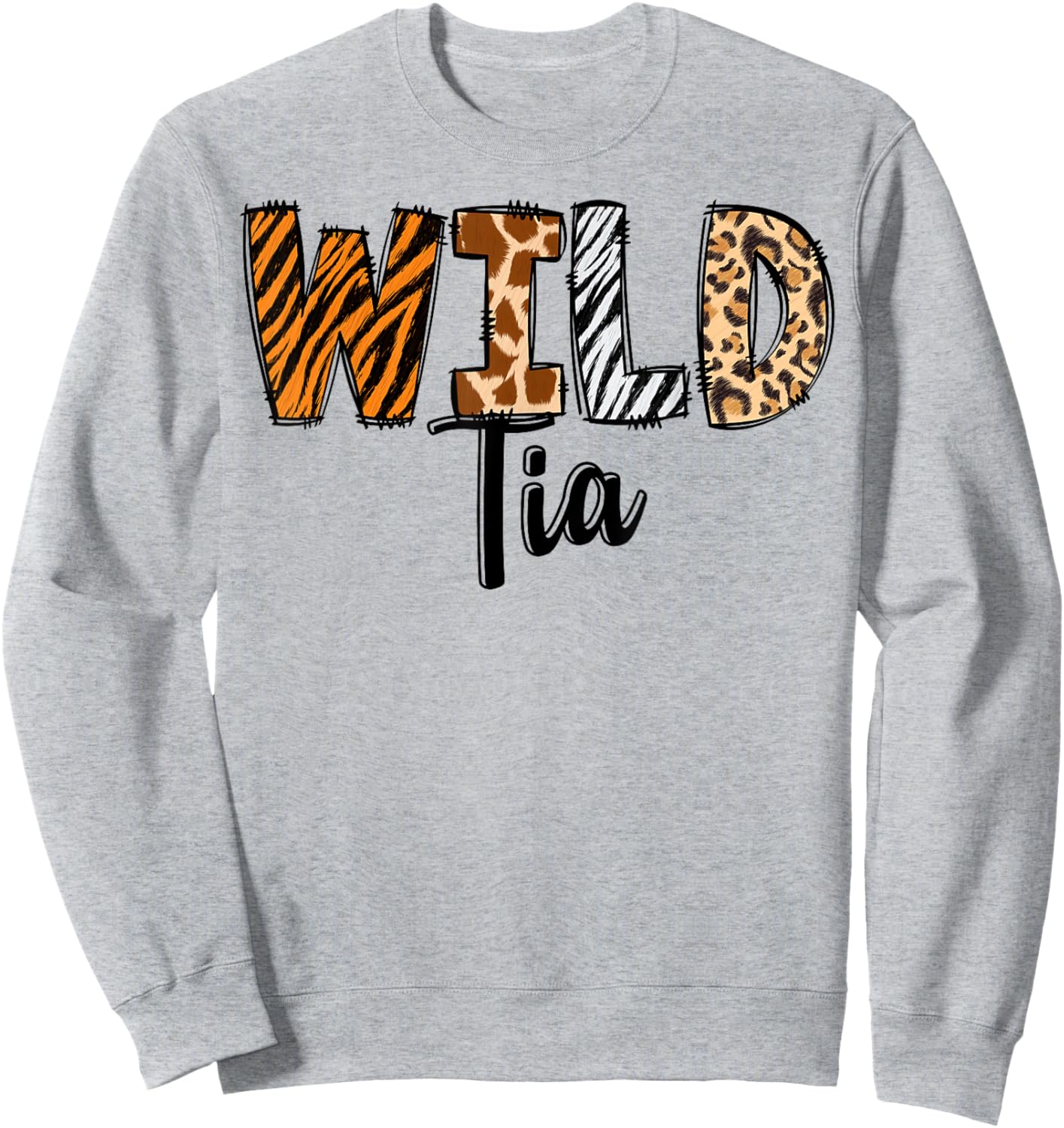 Wild Tia Zoo Born Two Be Wild B-day Safari Jungle Animal Sweatshirt - Sweatshirt | Ash