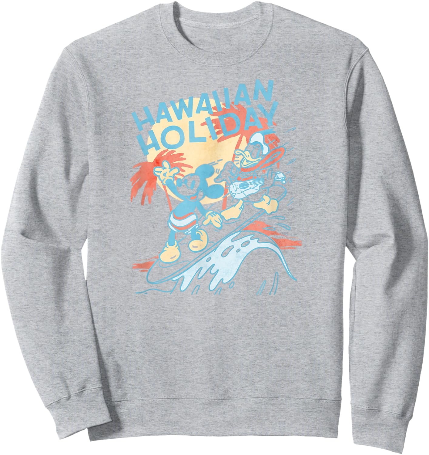 Disney Mickey And Friends Hawaiian Holiday Duo Retro Poster Sweatshirt - Sweatshirt | Ash
