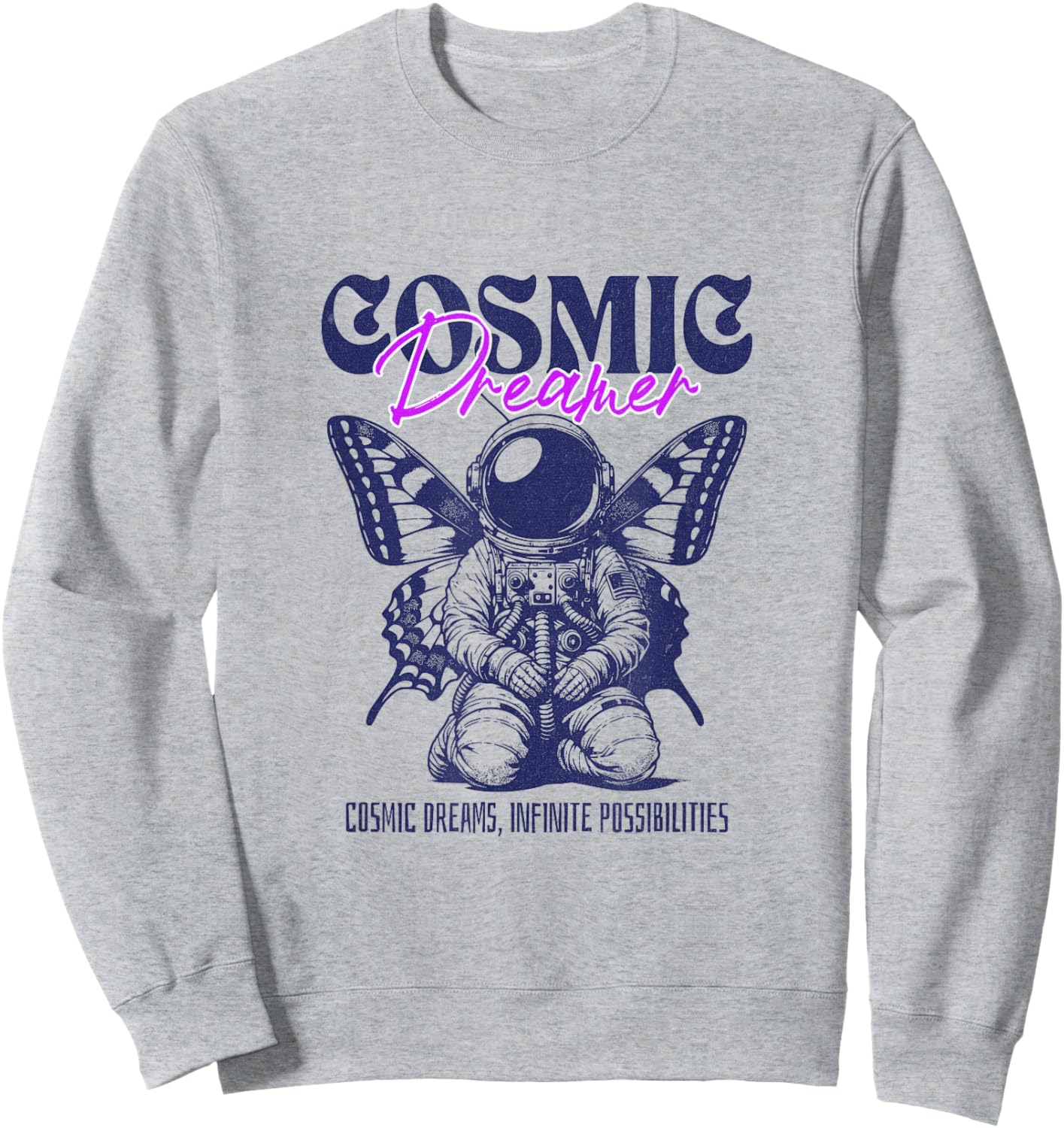 Cosmic Dreamer Vintage Butterfly Sweatshirt - Sweatshirt | Ash