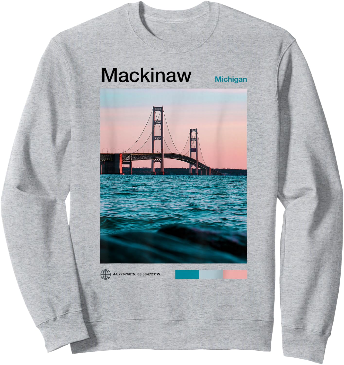 Mackinaw City Travel Art - USA Souvenir Michigan - American Sweatshirt - Sweatshirt | Ash