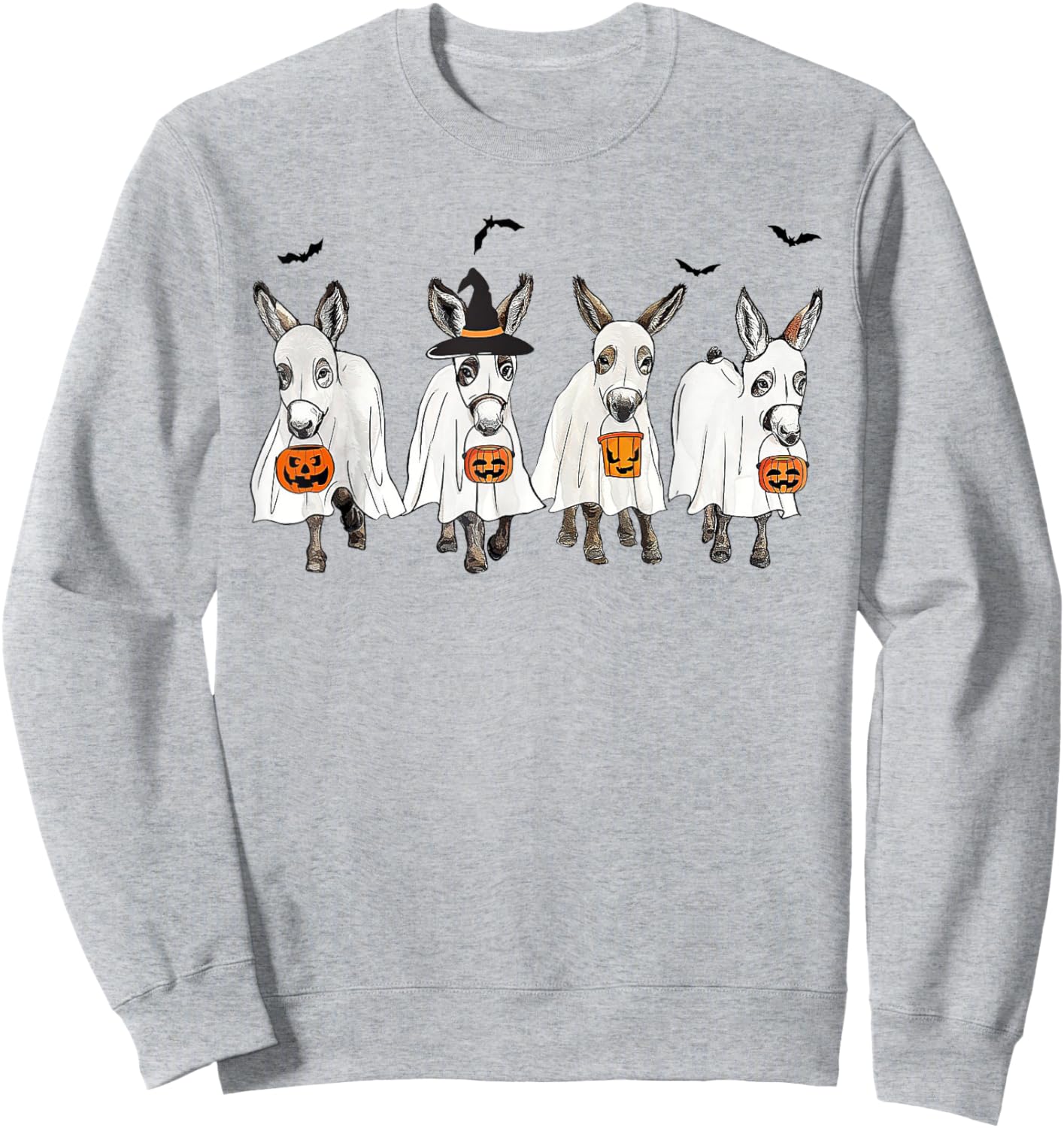 Funny Ghost Donkey Hallowen Donkey Lover Farmer Halloween Sweatshirt - Sweatshirt | Ash
