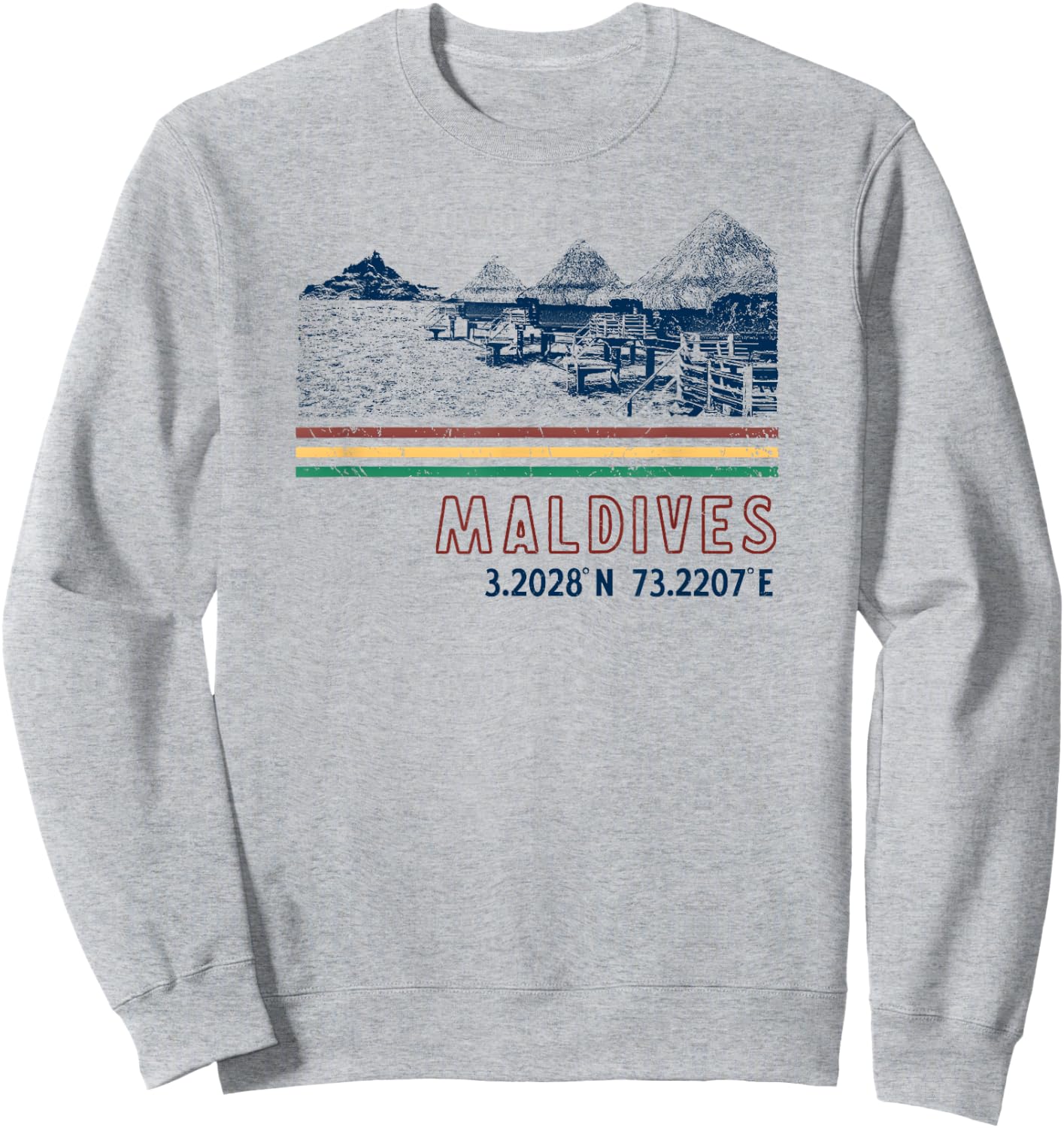 Maldives Bungalow Villas Retro Sweatshirt - Sweatshirt | Ash