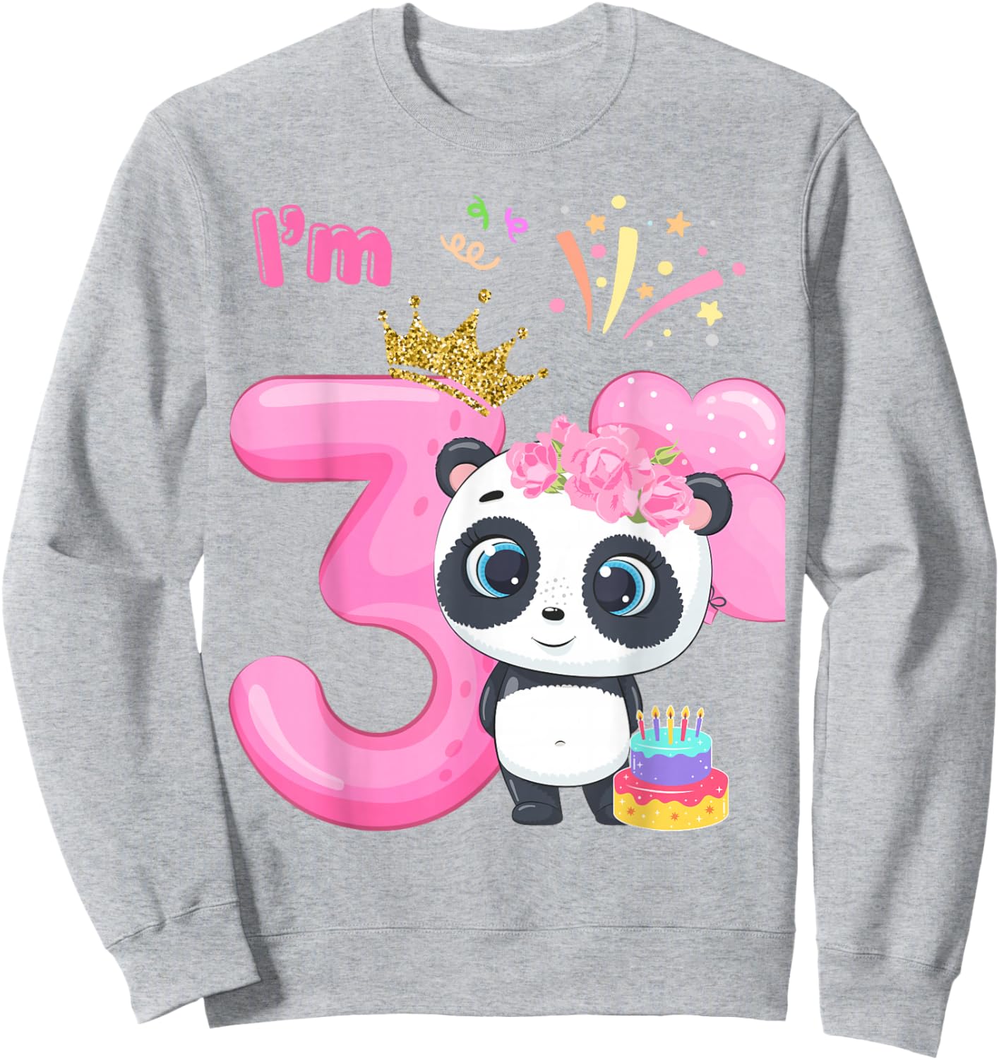 Adorable Panda 3rd Birthday for Boy /Girl /Toddler Family Sweatshirt - Sweatshirt | Ash