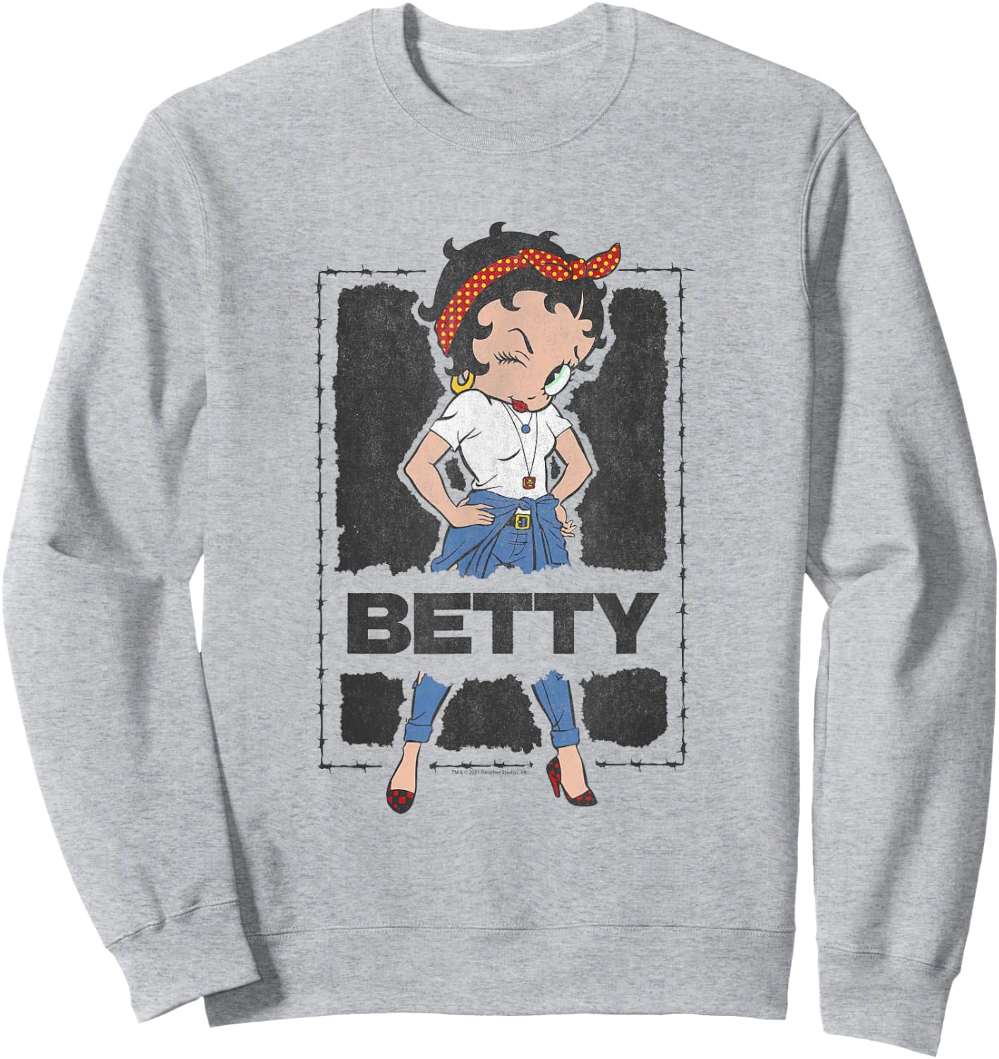 Betty Boop Barbed Wire Frame Sweatshirt - Sweatshirt | Ash