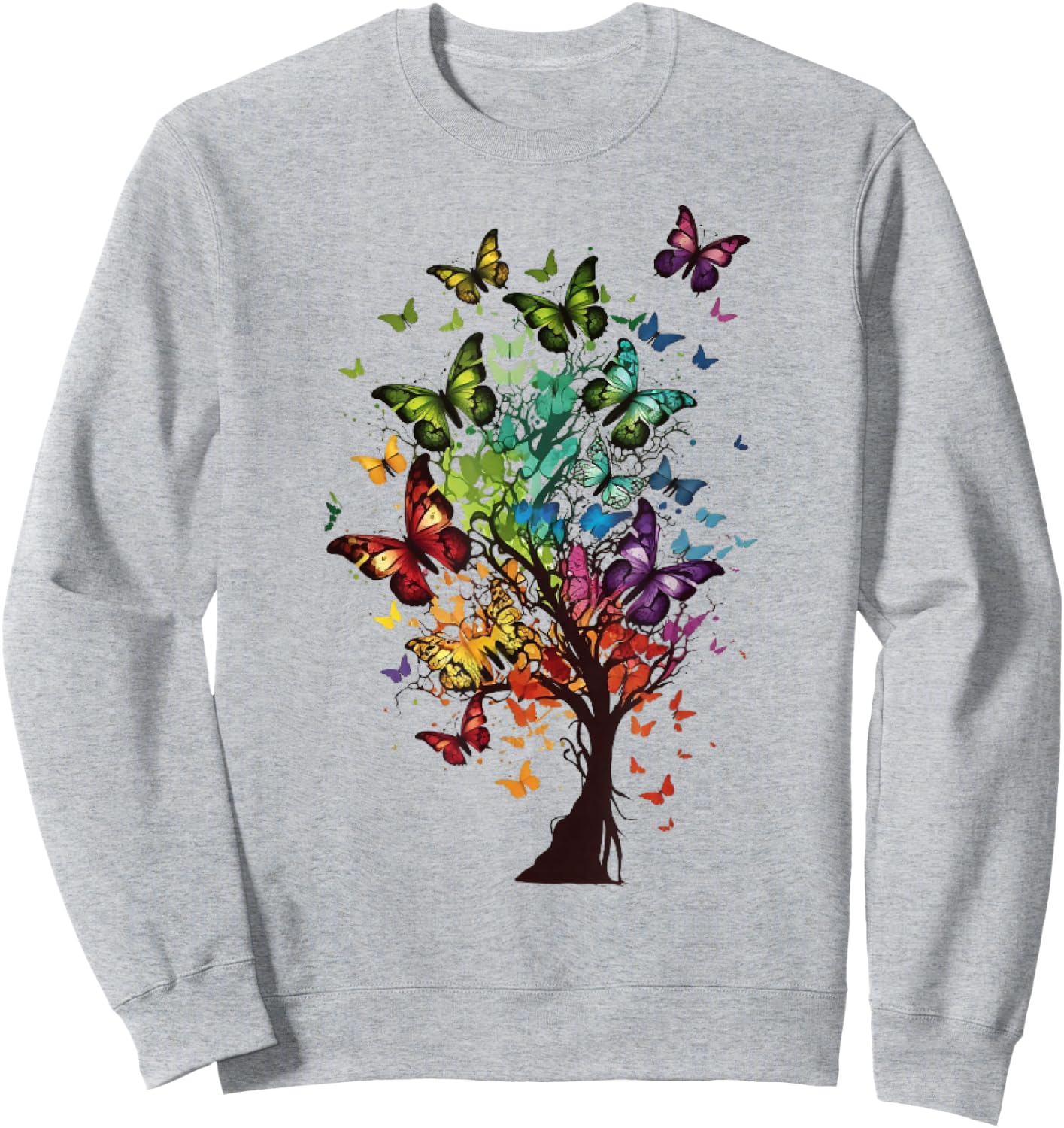 Butterfly Tree Beautiful Butterflies Garden Colorful Sweatshirt - Sweatshirt | Ash