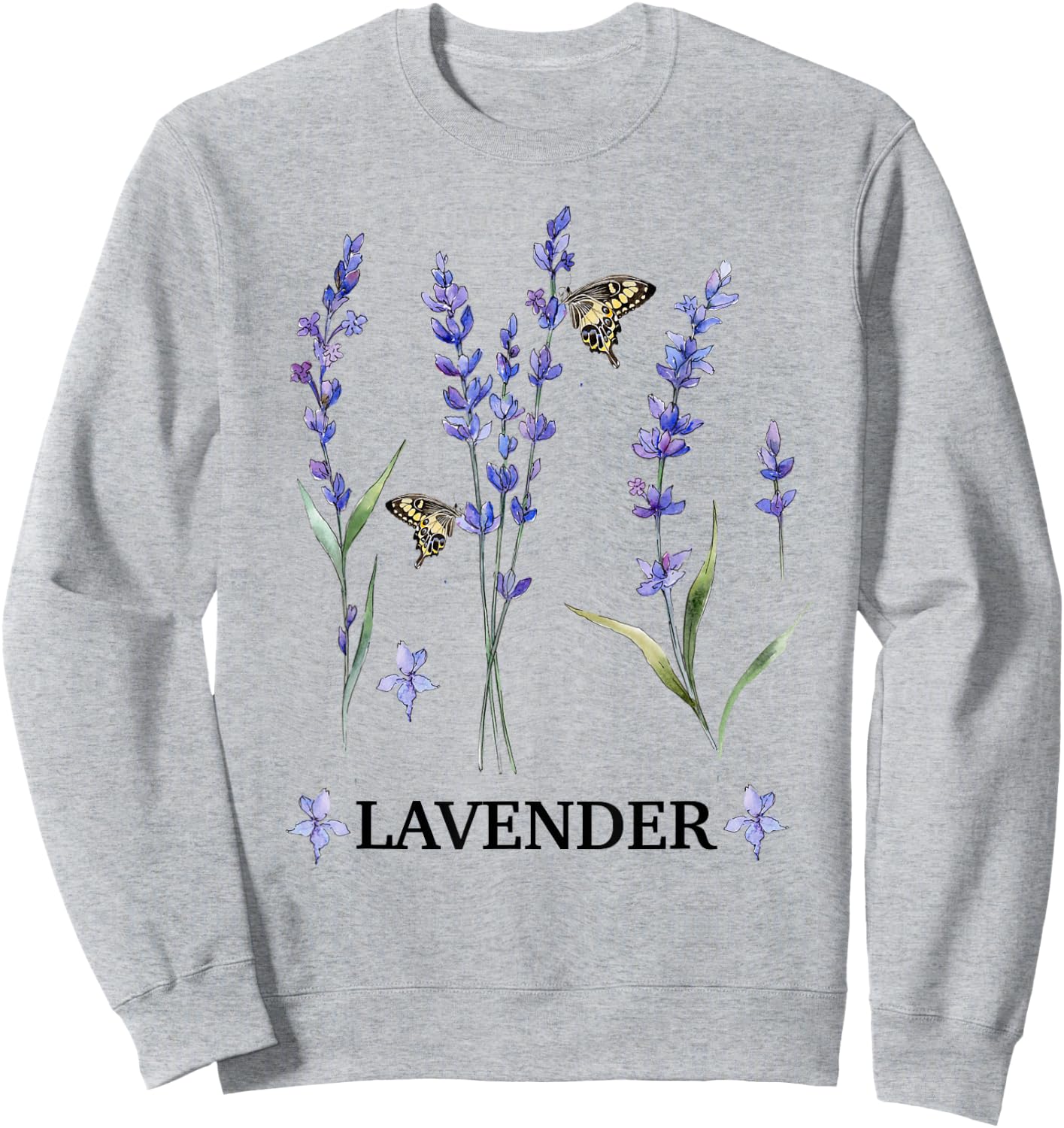 Lavender Plant Butterfly Herb Purple Flower Botanical Gift Sweatshirt - Sweatshirt | Ash