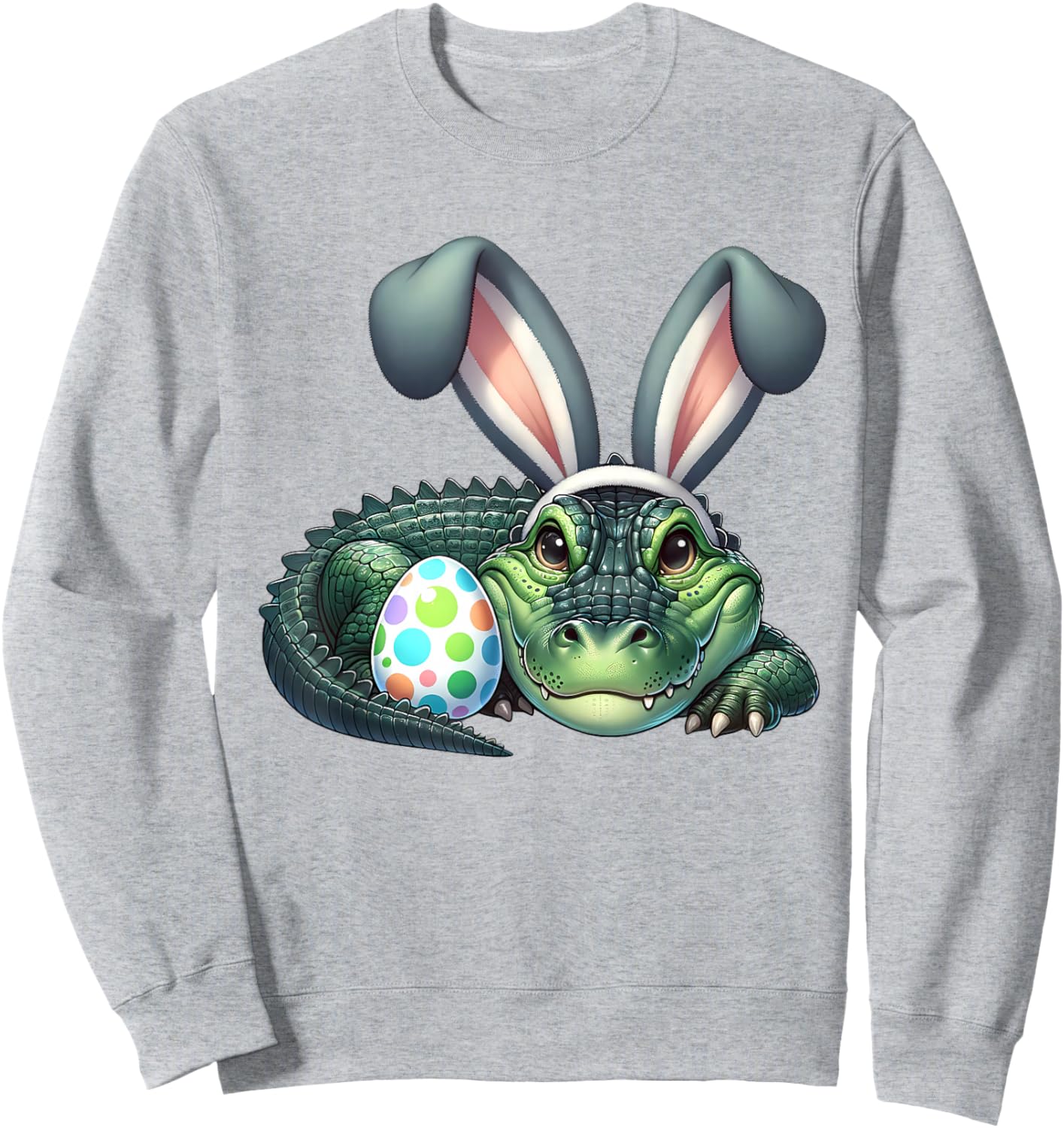 Funny Easter Alligators Lovers Egg Eggs Bunny Rabbit Outfit Sweatshirt - Sweatshirt | Ash