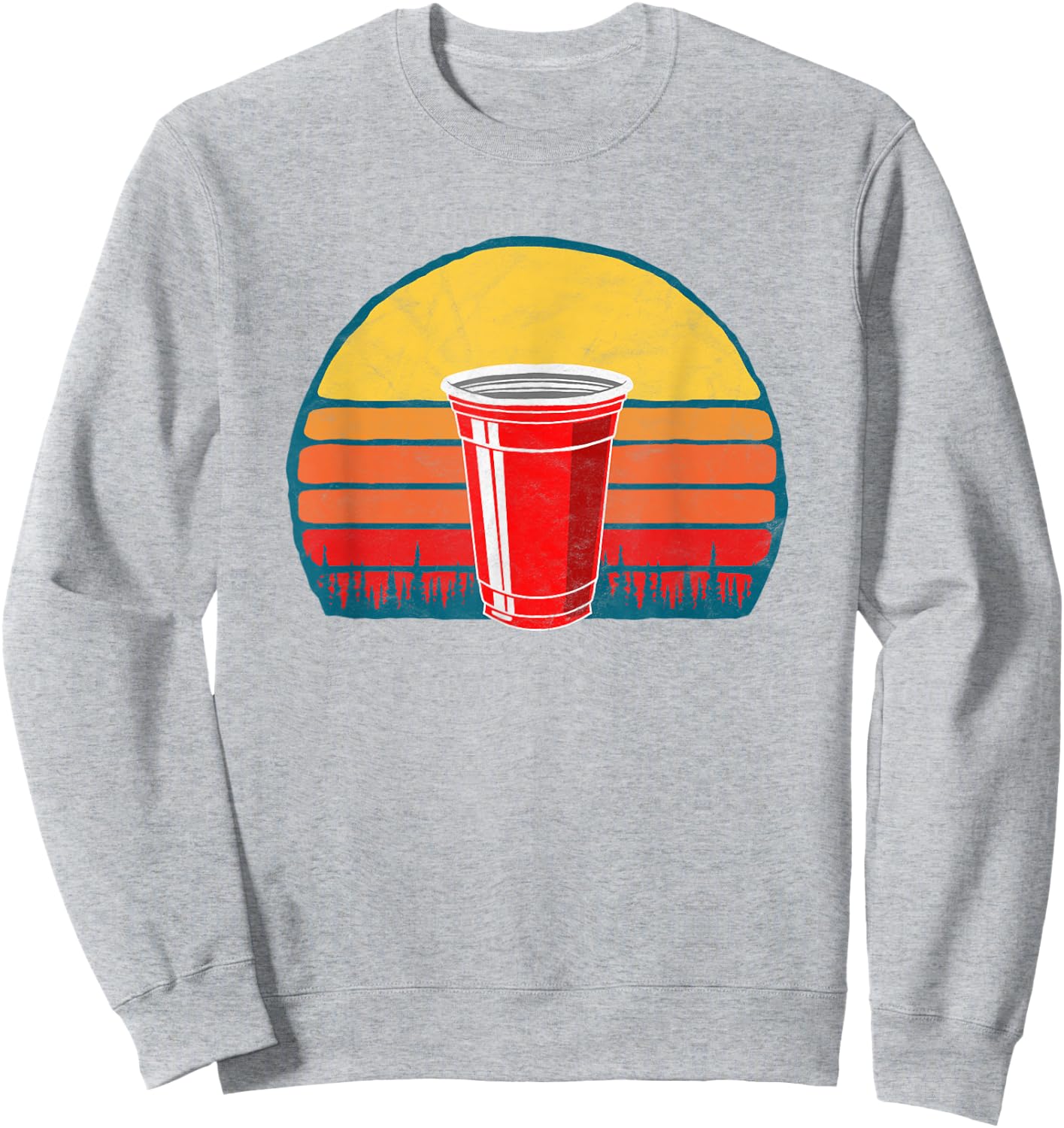 Vintage Red Plastic Cup Funny Fathers Day Beer Graphic Sweatshirt - Sweatshirt | Ash