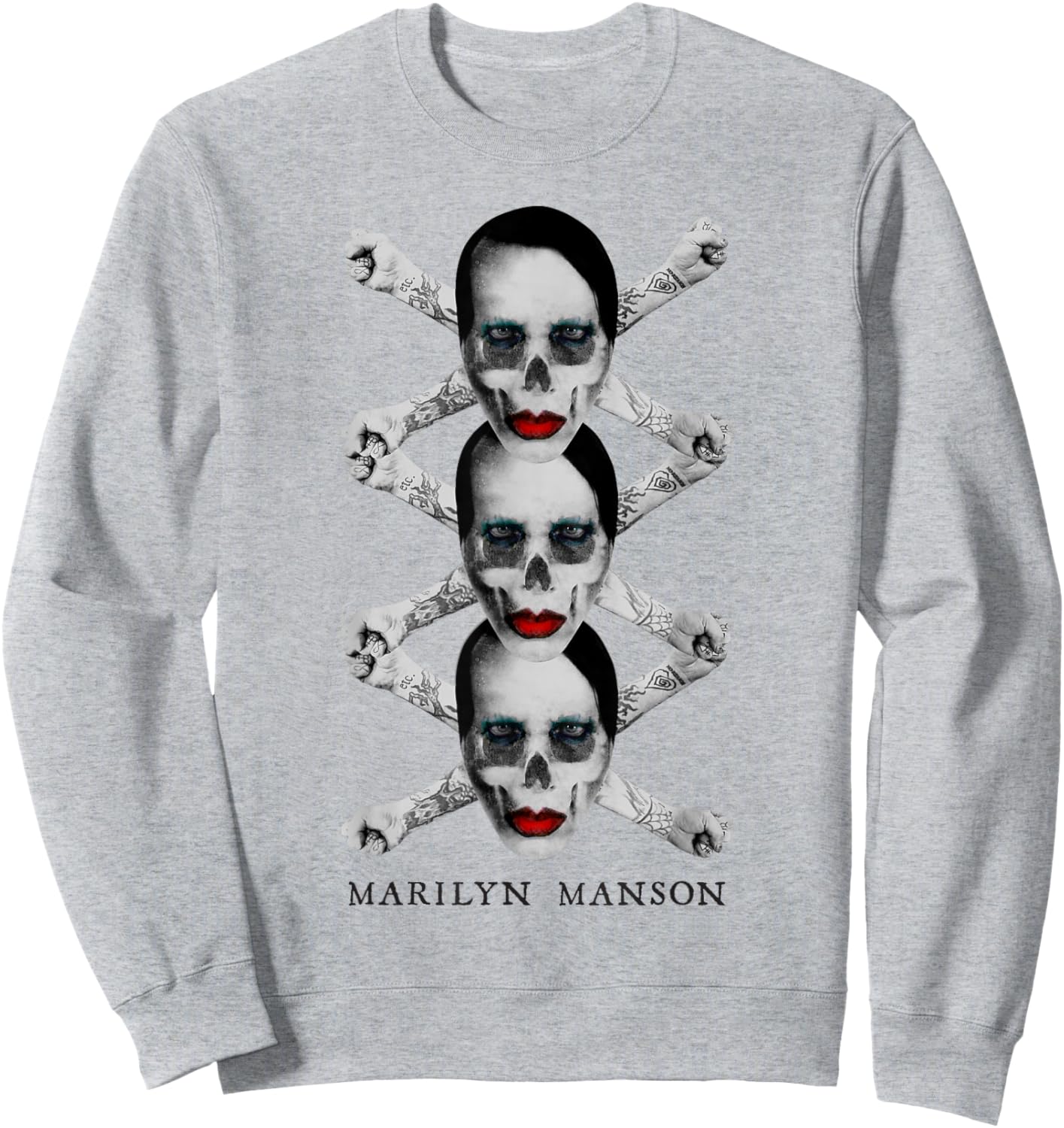 Marilyn Manson – Crossbones X3 Sweatshirt - Sweatshirt | Ash