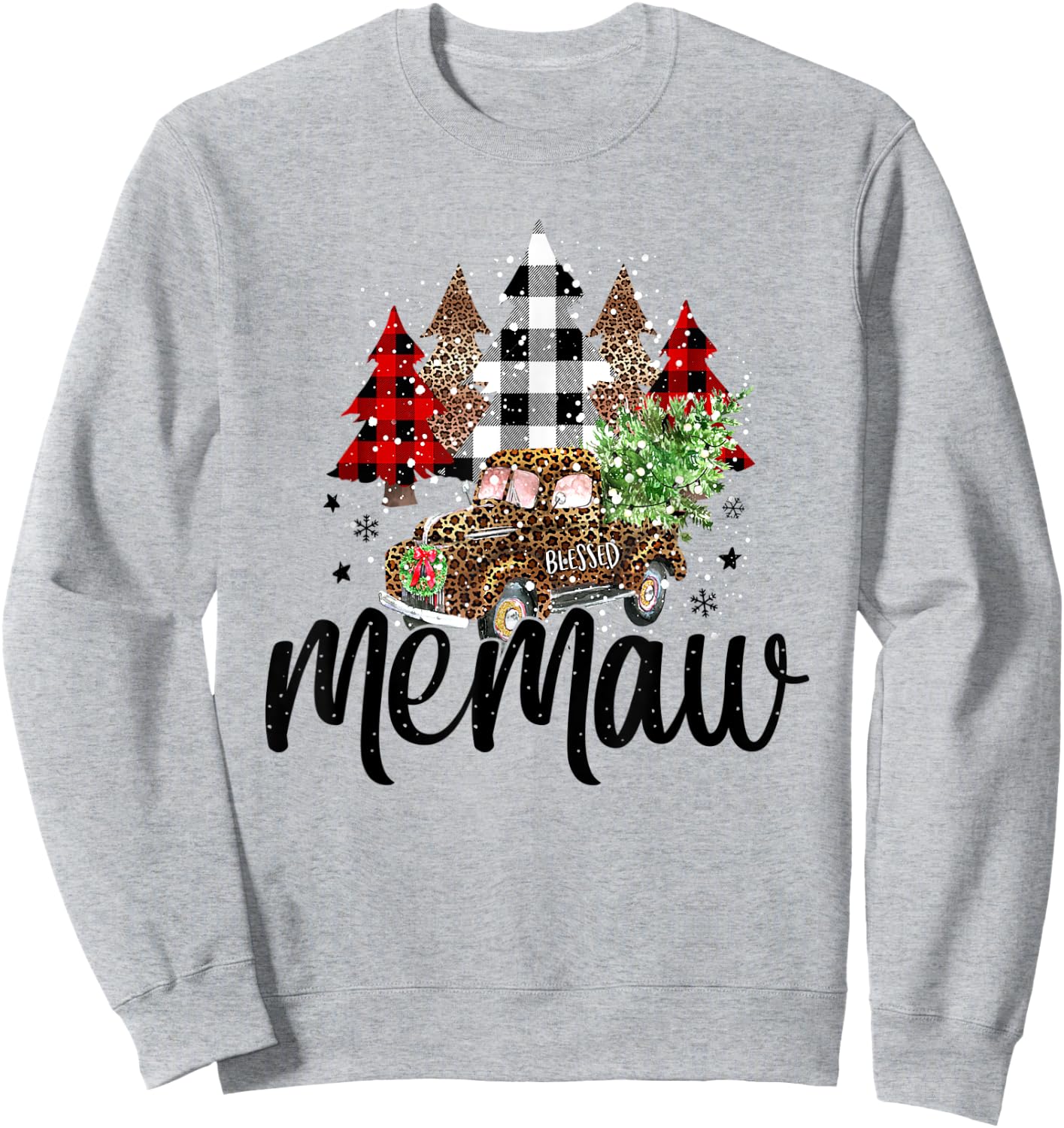 Blessed Memaw Christmas Truck - Grandma Gift Sweatshirt - Sweatshirt | Ash