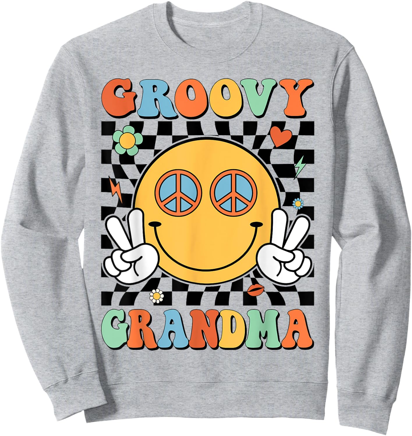 Groovy Grandma Matching Family 70s 80s Retro Hippie Costume Sweatshirt - Sweatshirt | Ash
