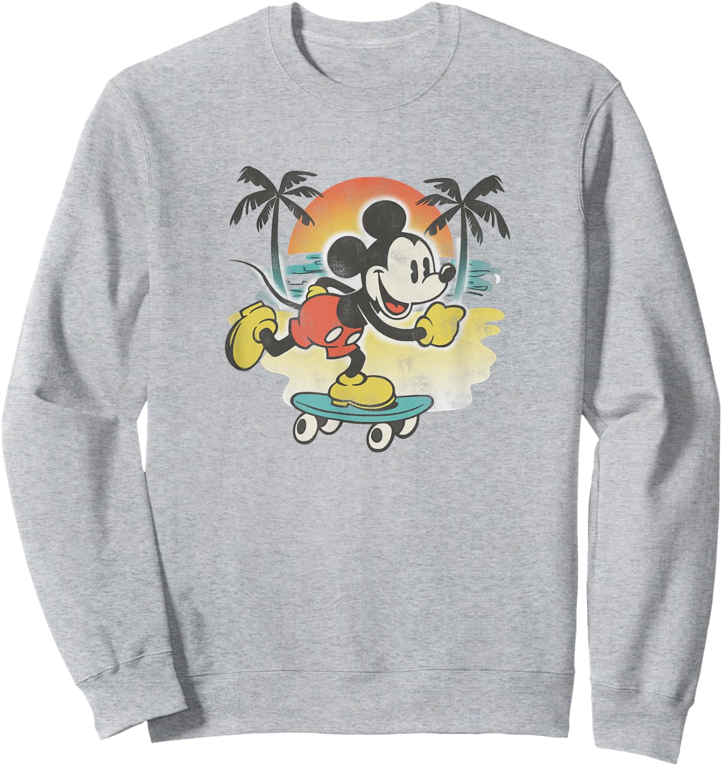 Disney Mickey and Friends Skating by The Beach Retro Poster Sweatshirt - Sweatshirt | Ash