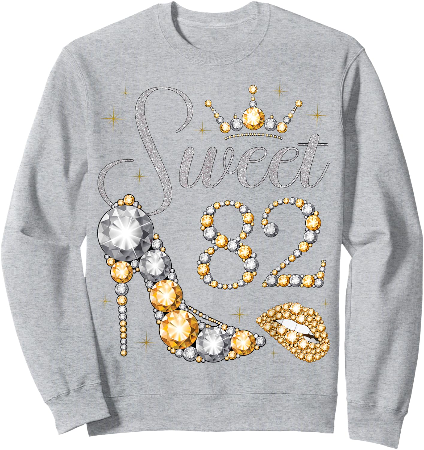 Sweet 82 Years Old 82nd Birthday Queen Princess Bday Party Sweatshirt - Sweatshirt | Ash