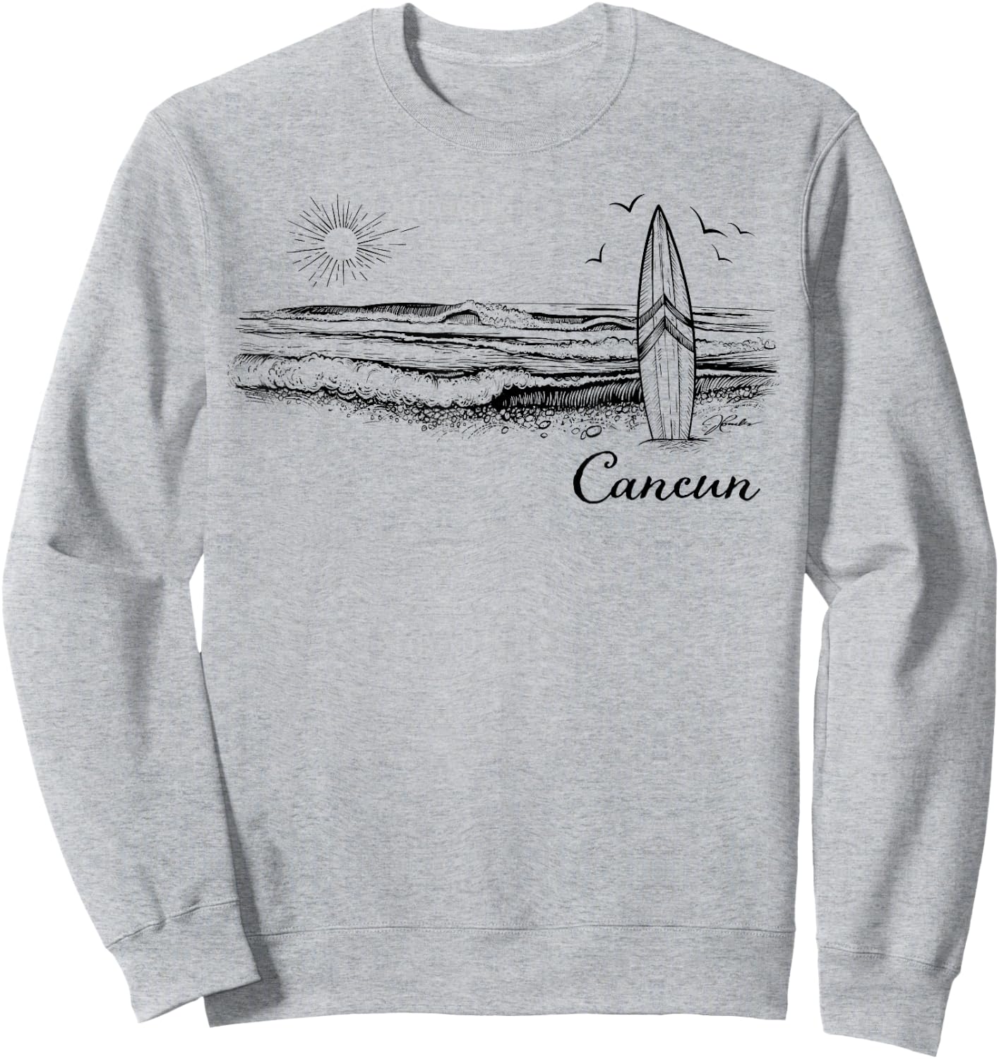 JCombs: Cancun, Mexico, Surfboard, Beach Sweatshirt - Sweatshirt | Ash