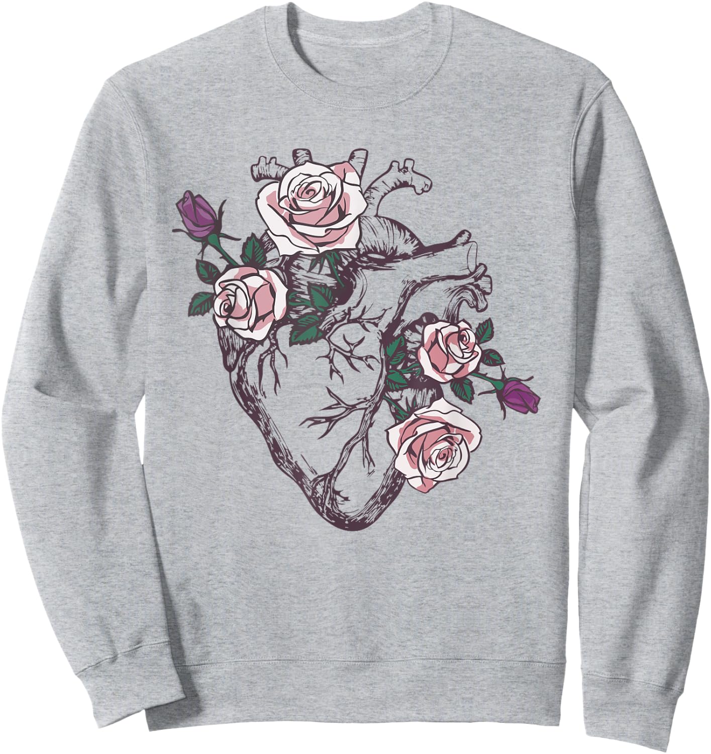 Anatomical Heart Floral Cute Roses Human Anatomy Love Nurse Sweatshirt - Sweatshirt | Ash