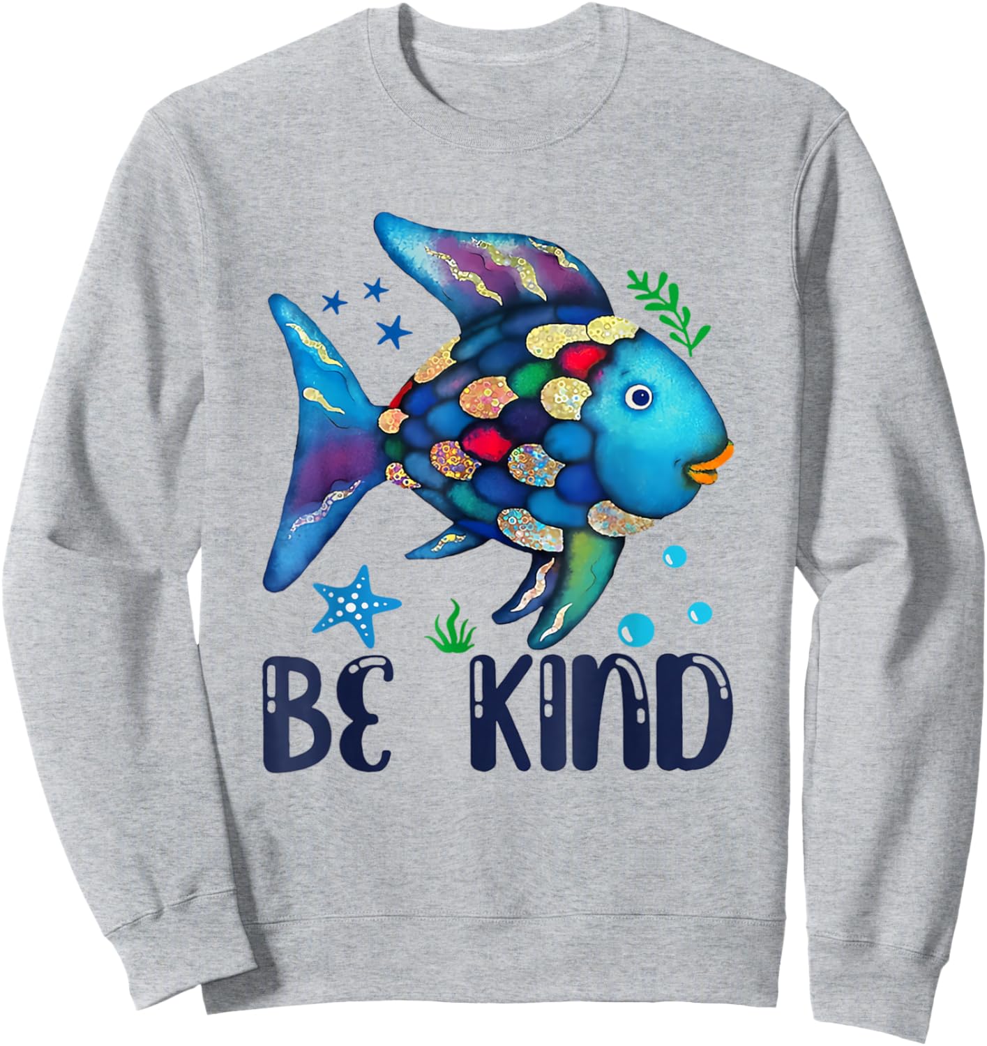 Be Kind Rainbow Scale Fish Teacher Reading Book Toddler Kids Sweatshirt - Sweatshirt | Ash