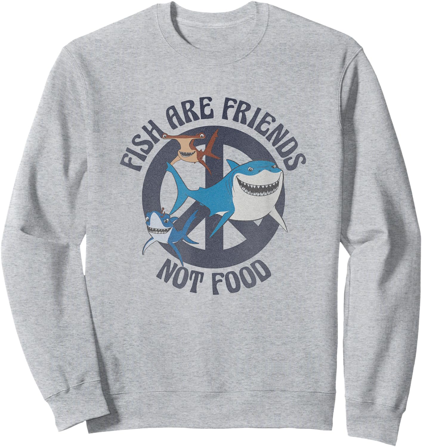 Disney Pixar Finding Nemo Fish are Friends Not Food Big Logo Sweatshirt - Sweatshirt | Ash