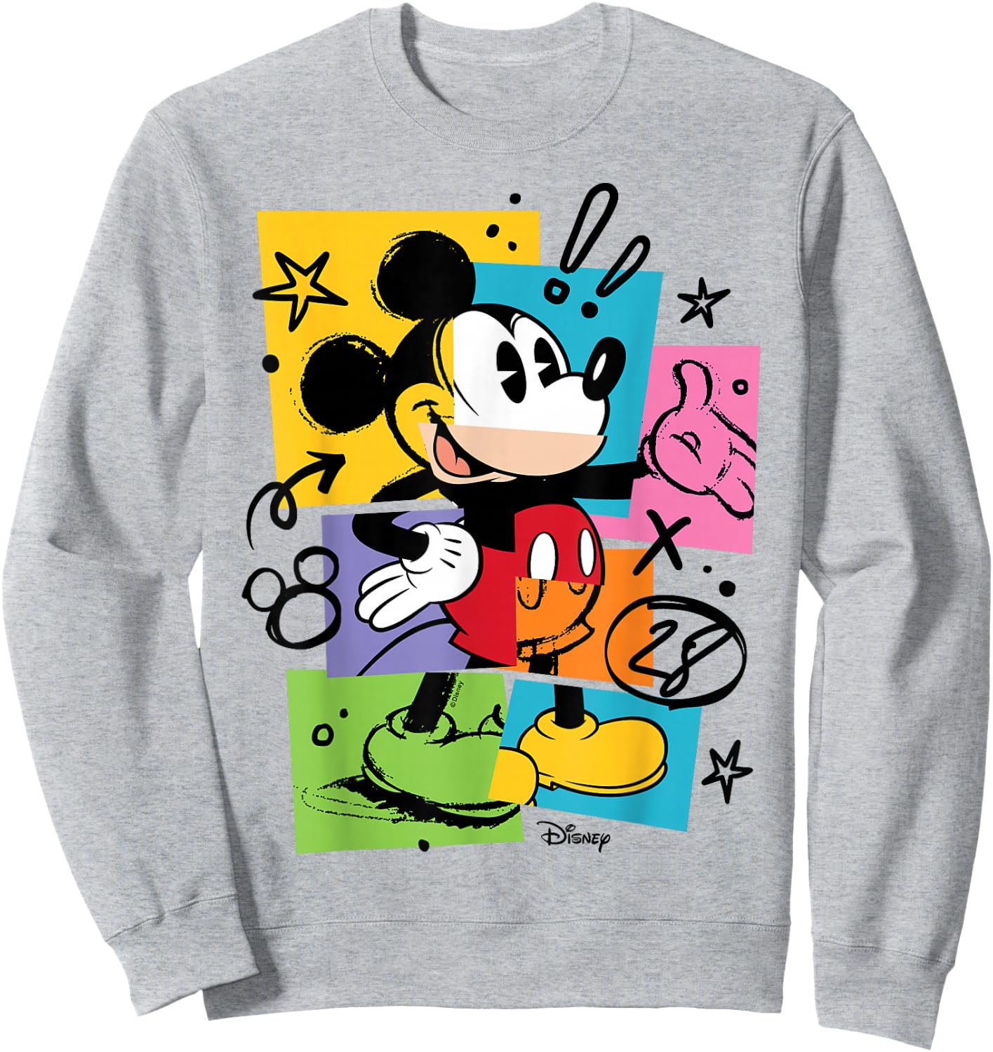Mikey Mouse - Sketch Colorful Blocks Doodles Sweatshirt - Sweatshirt | Ash