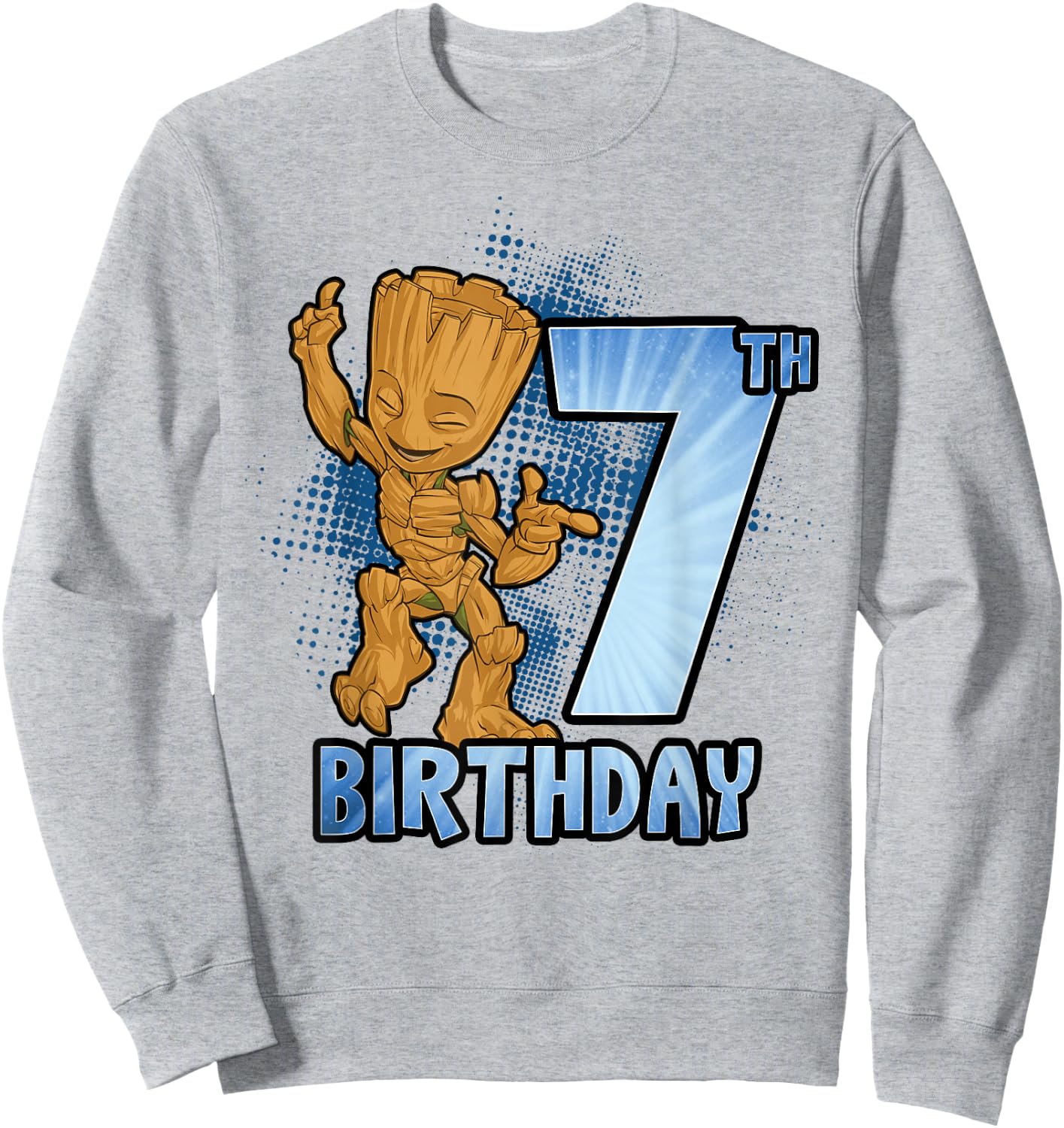 Marvel Guardians Of The Galaxy Baby Groot 7th Birthday Sweatshirt - Sweatshirt | Ash