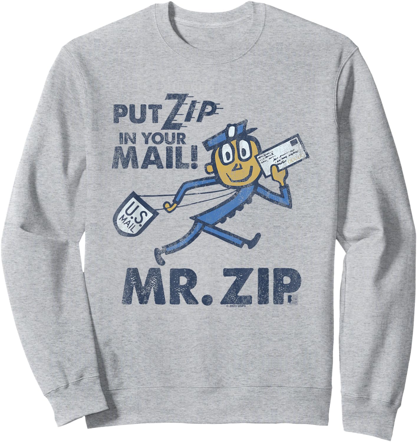 USPS Mr. Zip - Men's Grey Classic Fit Cotton Polyester Blend - Small Sweatshirt - Sweatshirt | Ash