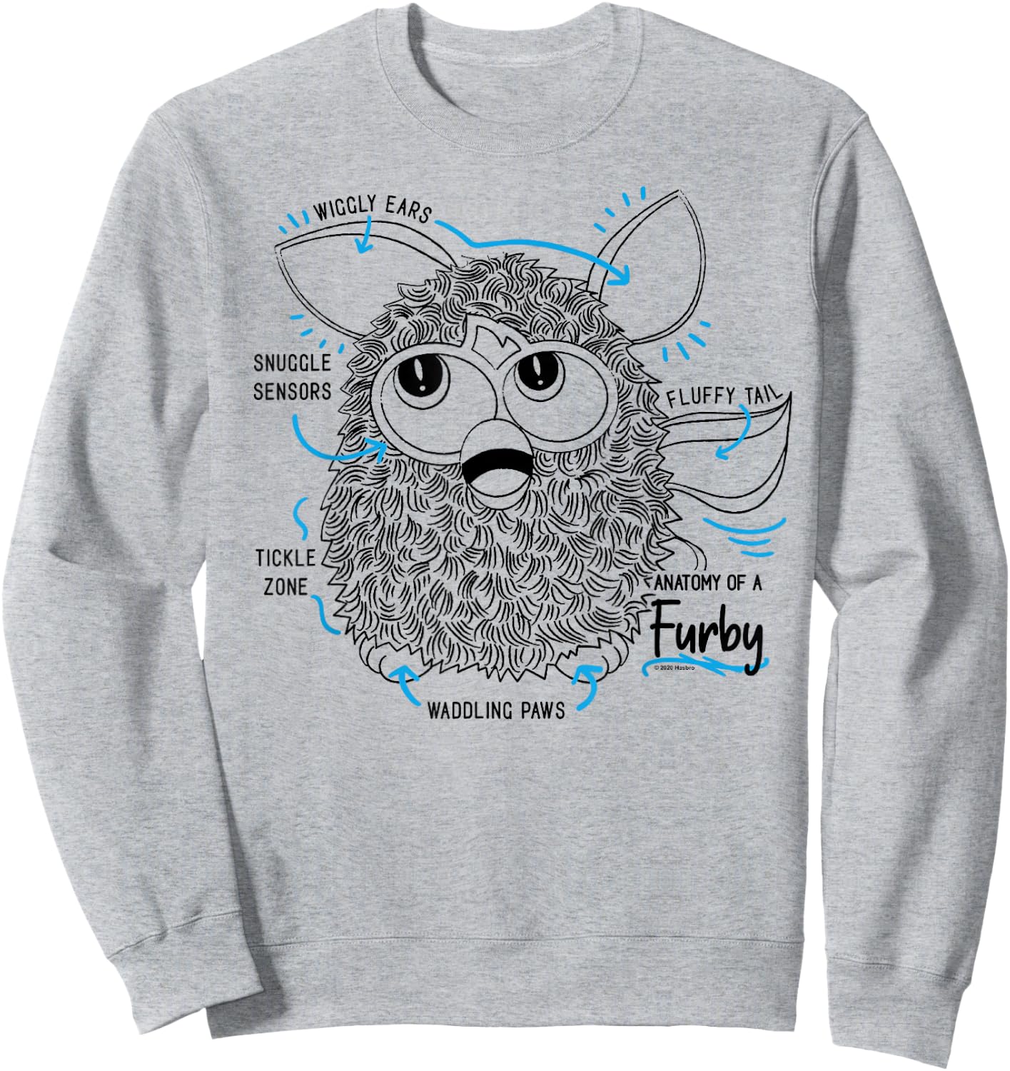Furby Anatomy of A Furby Retro Textbook Diagram Sweatshirt - Sweatshirt | Ash