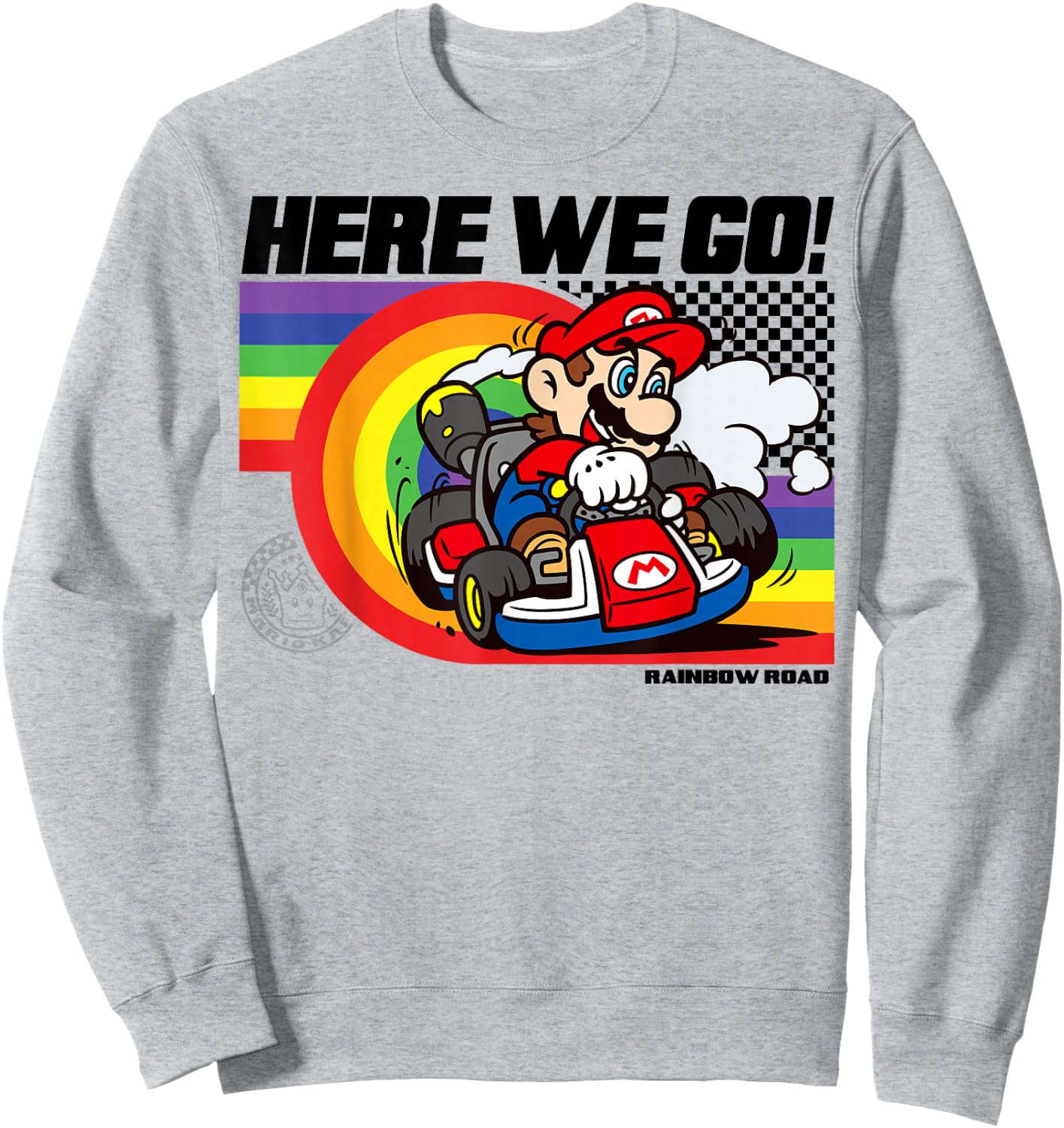 Mario Kart Pride Rainbow Road Here We Go Nintendo Icon Sweatshirt - Sweatshirt | Ash