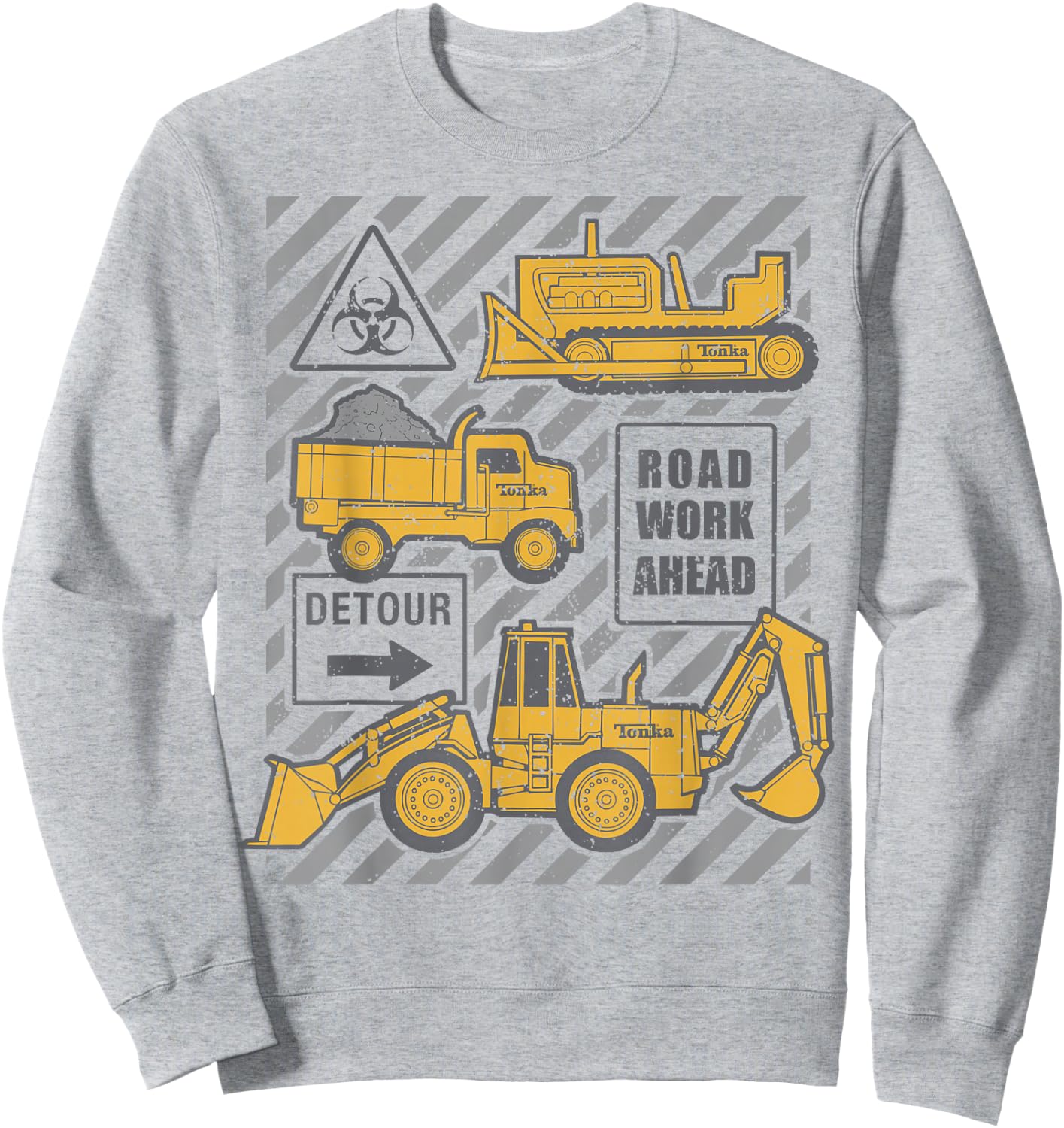 Tonka Trucks Road Work Ahead Construction Sign Logo Sweatshirt - Sweatshirt | Ash