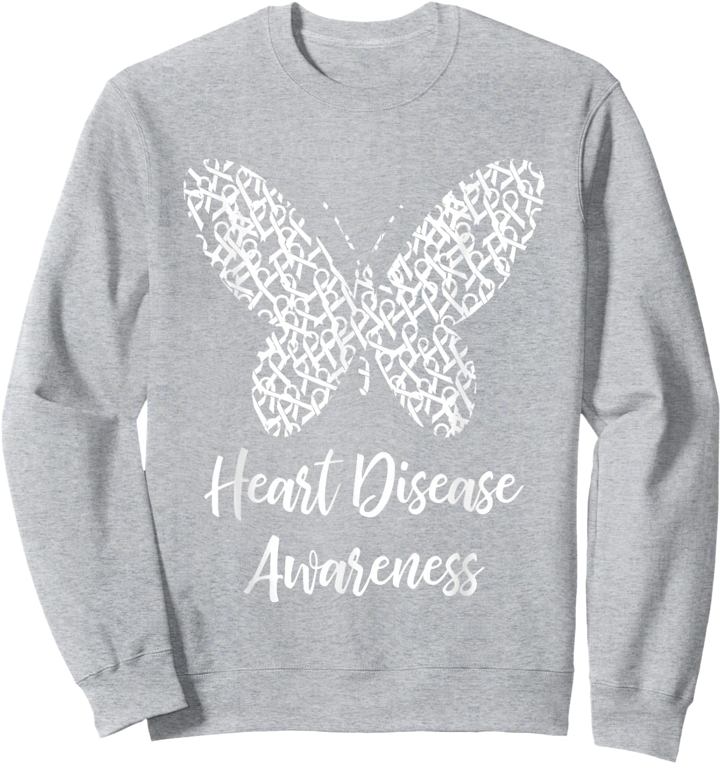 Heart Disease Awareness Butterfly Gift February Wear Red Sweatshirt - Sweatshirt | Ash