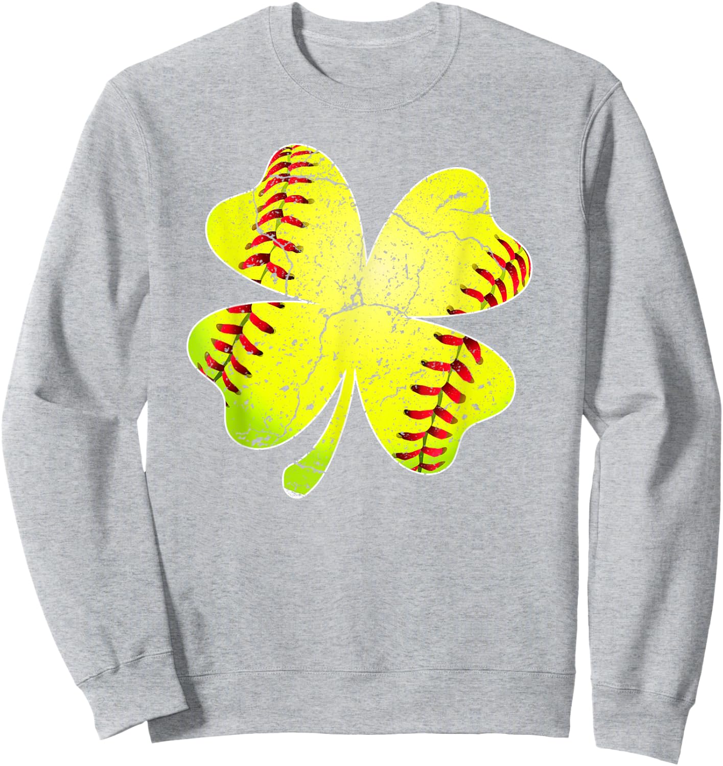 Funny Softball Shamrock St Patricks Day Softball Lover Sweatshirt - Sweatshirt | Ash