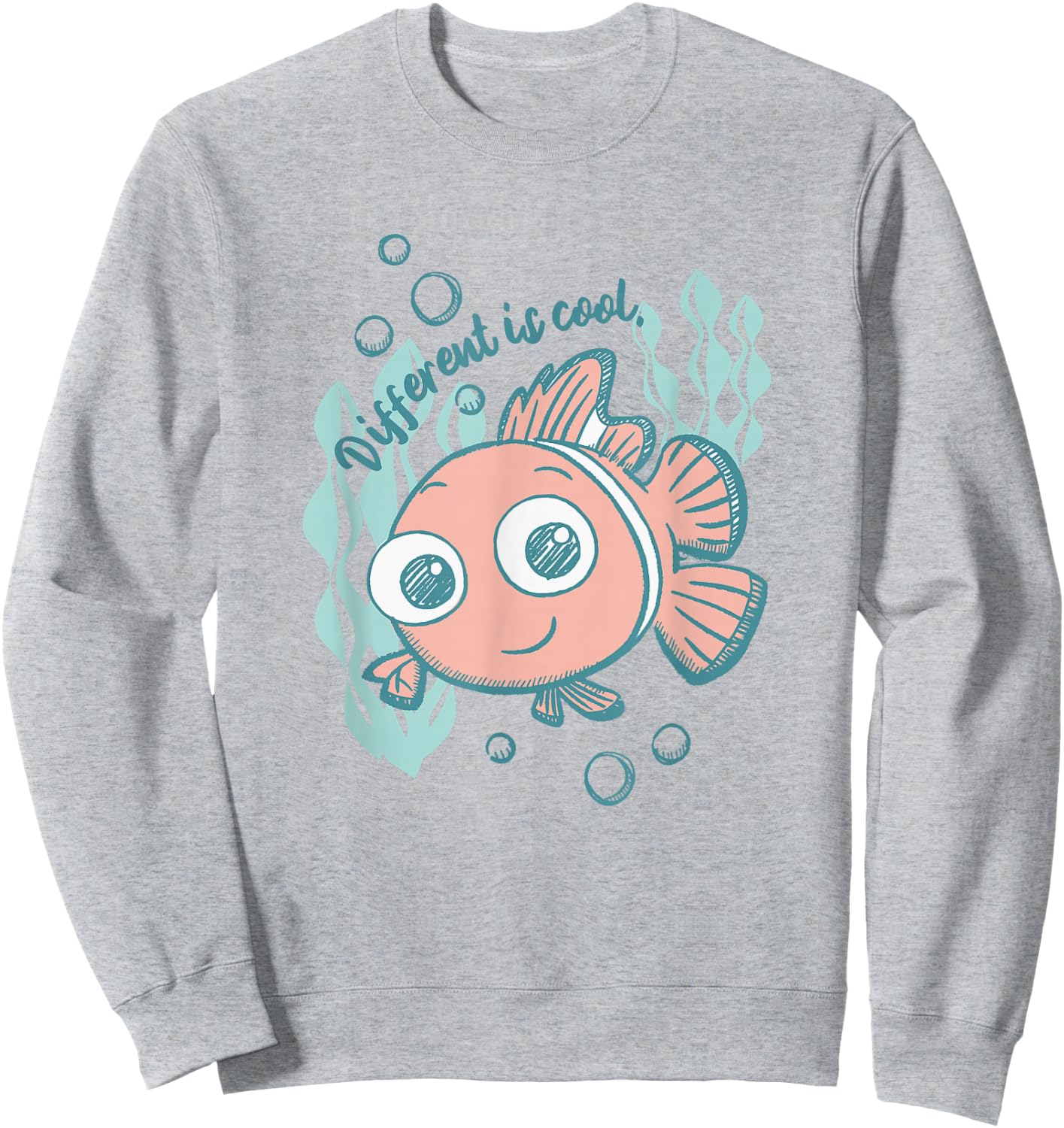 Disney Pixar Finding Nemo Different Is Cool Sketch Portrait Sweatshirt - Sweatshirt | Ash