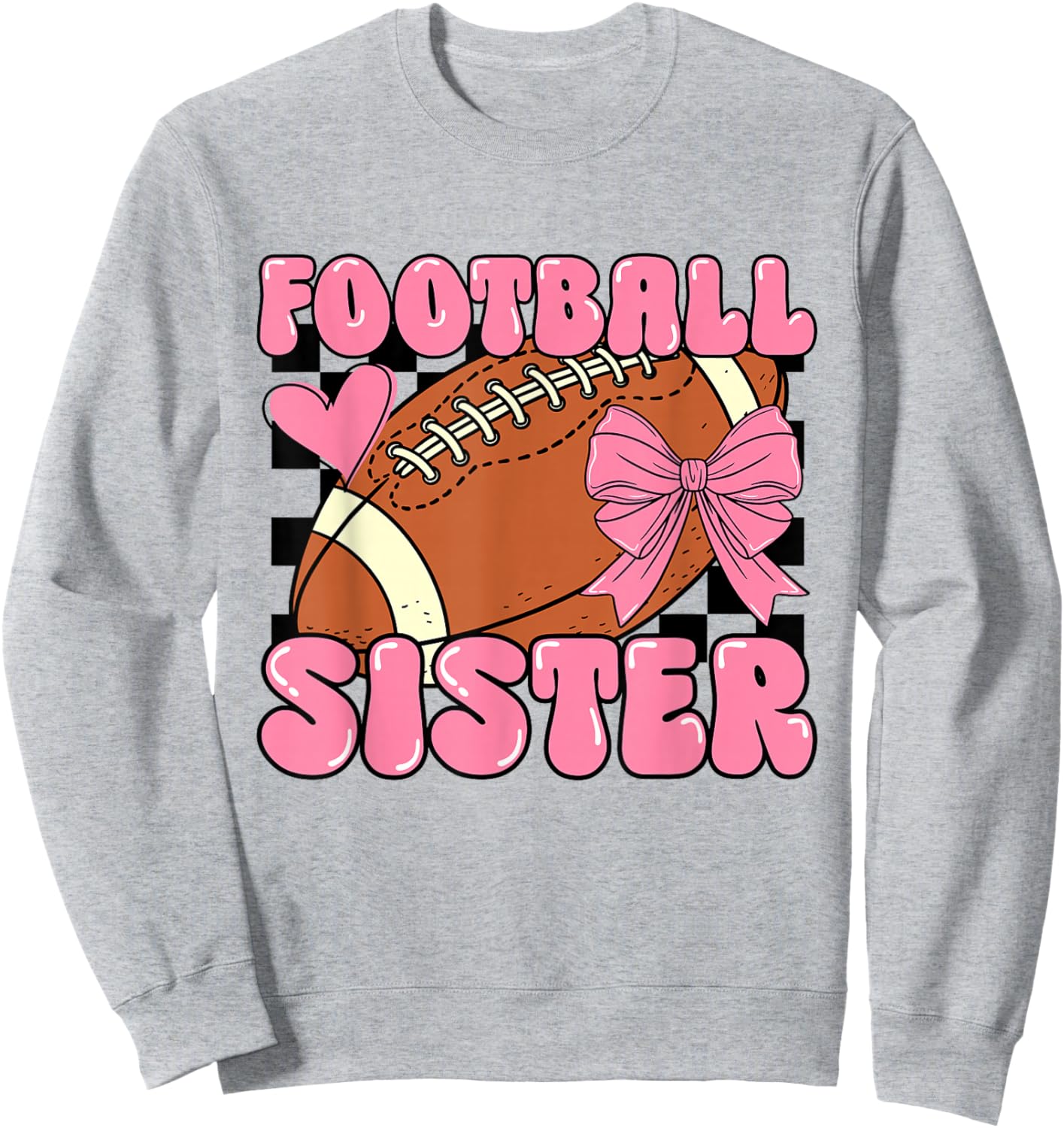 Cheer Football Sister Cute Football Coquette Bow Women Girls Sweatshirt - Sweatshirt | Ash